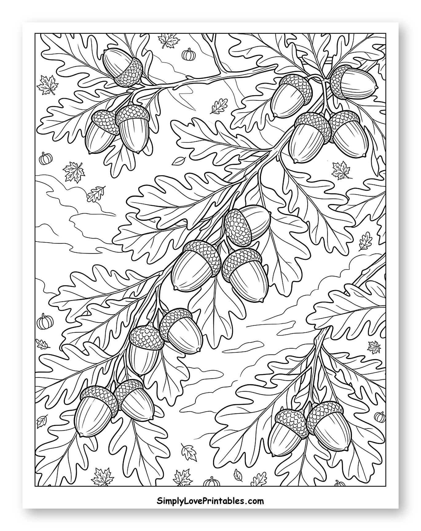 Intricate Oak Leaves and Acorn Clusters