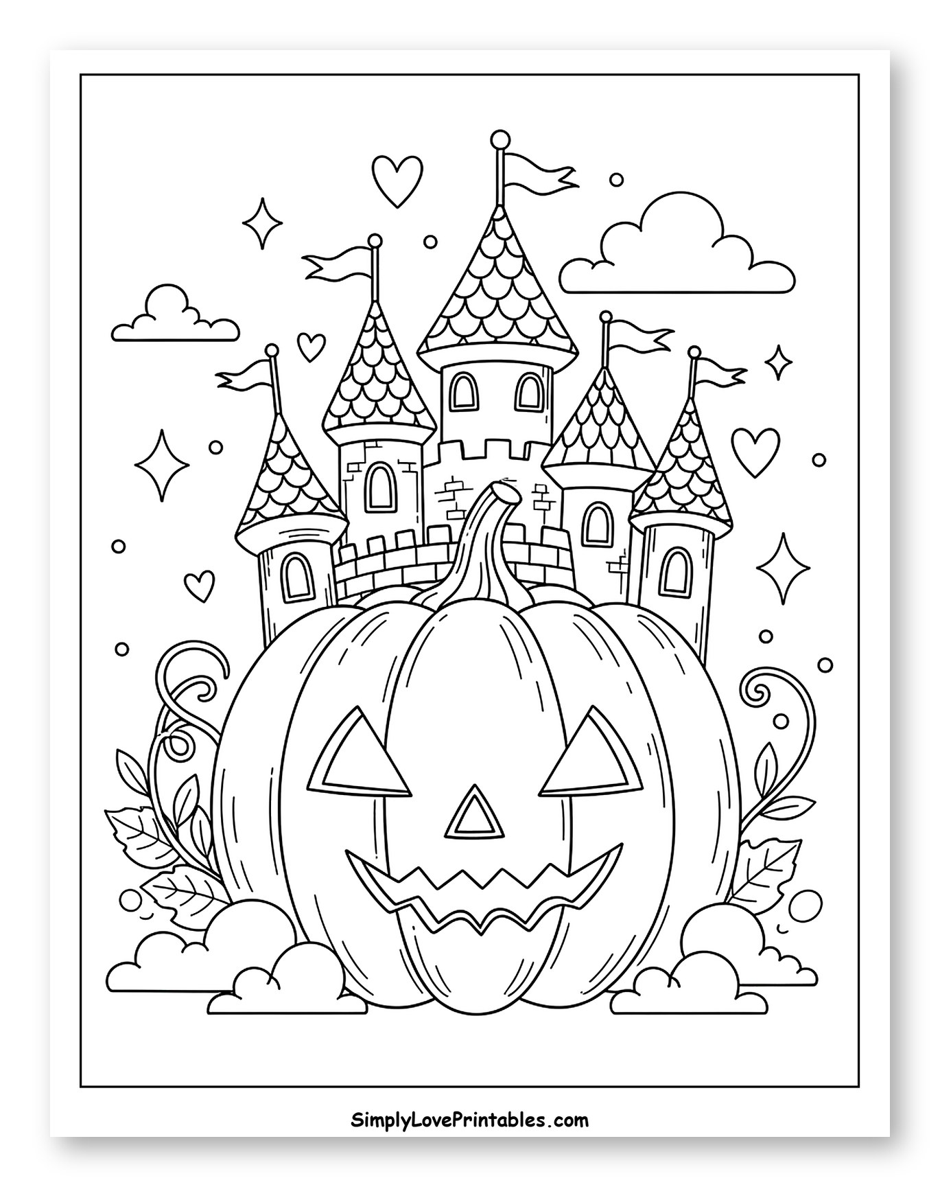 Jack-o'-Lantern Pumpkin with a Fairytale Castle