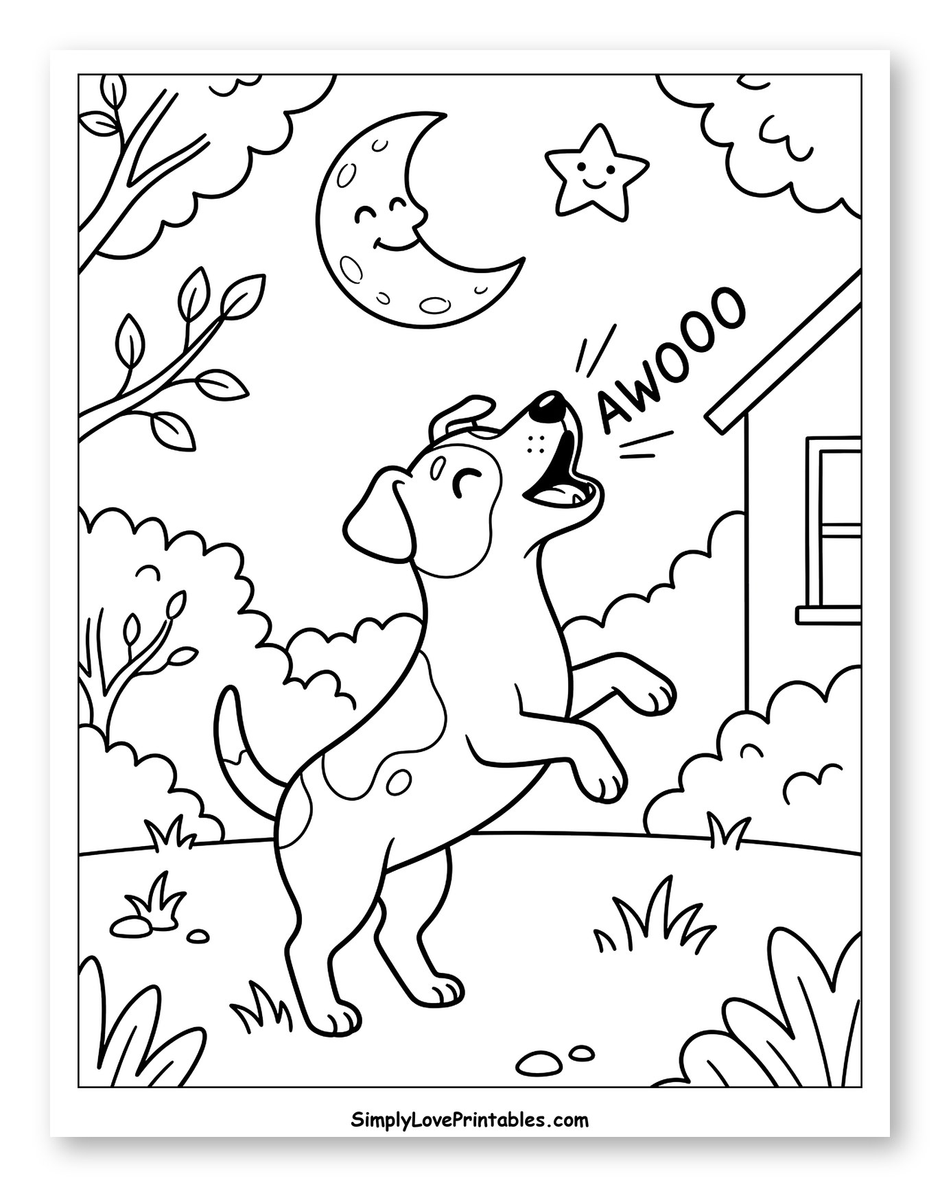 Jack Russell Howling at the Smiling Moon
