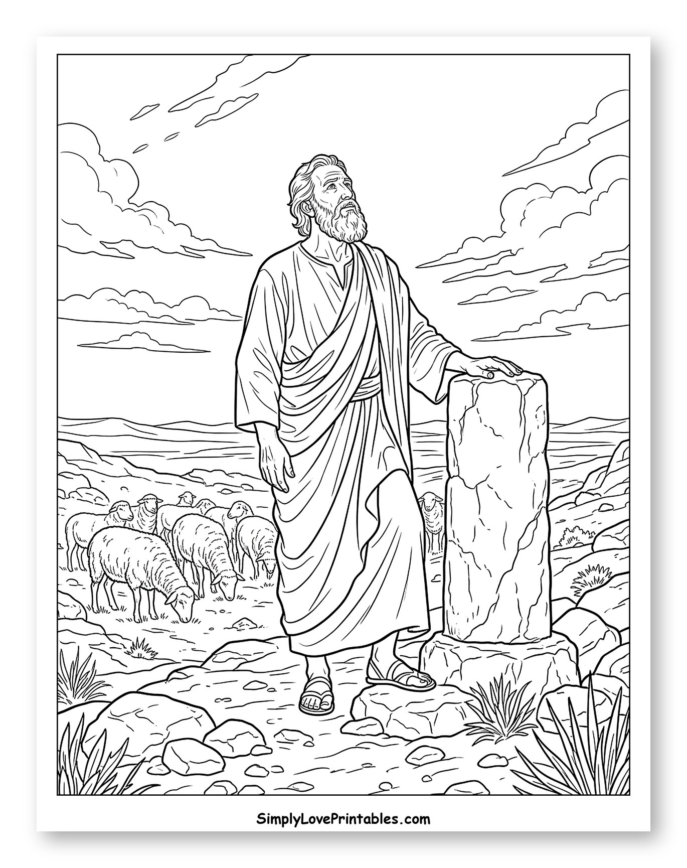 Jacob Looking Up to Heaven with Sheep