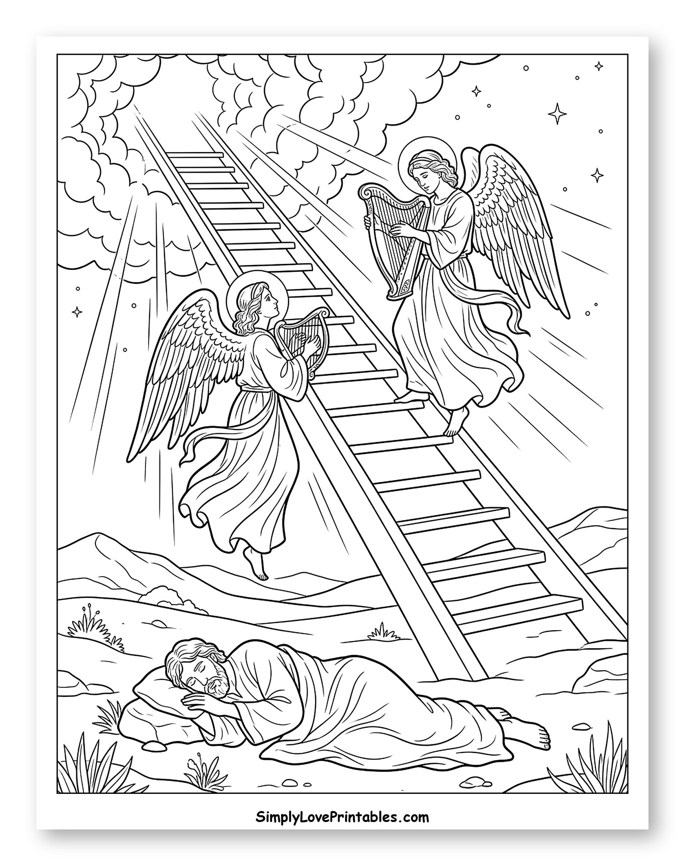 Jacob's Dream of a Ladder to Heaven Coloring Page