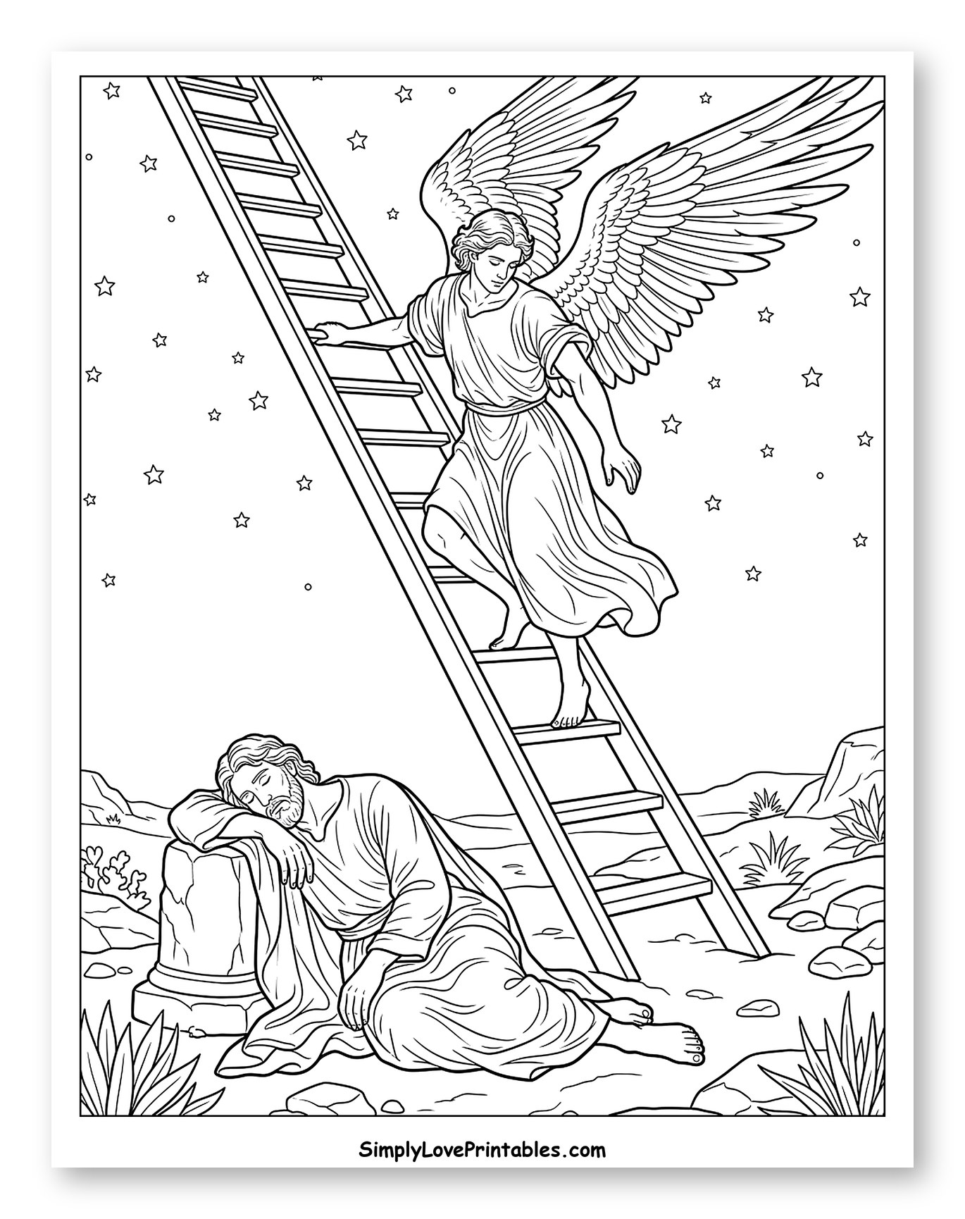 Jacob's Dream of the Heavenly Ladder to Color