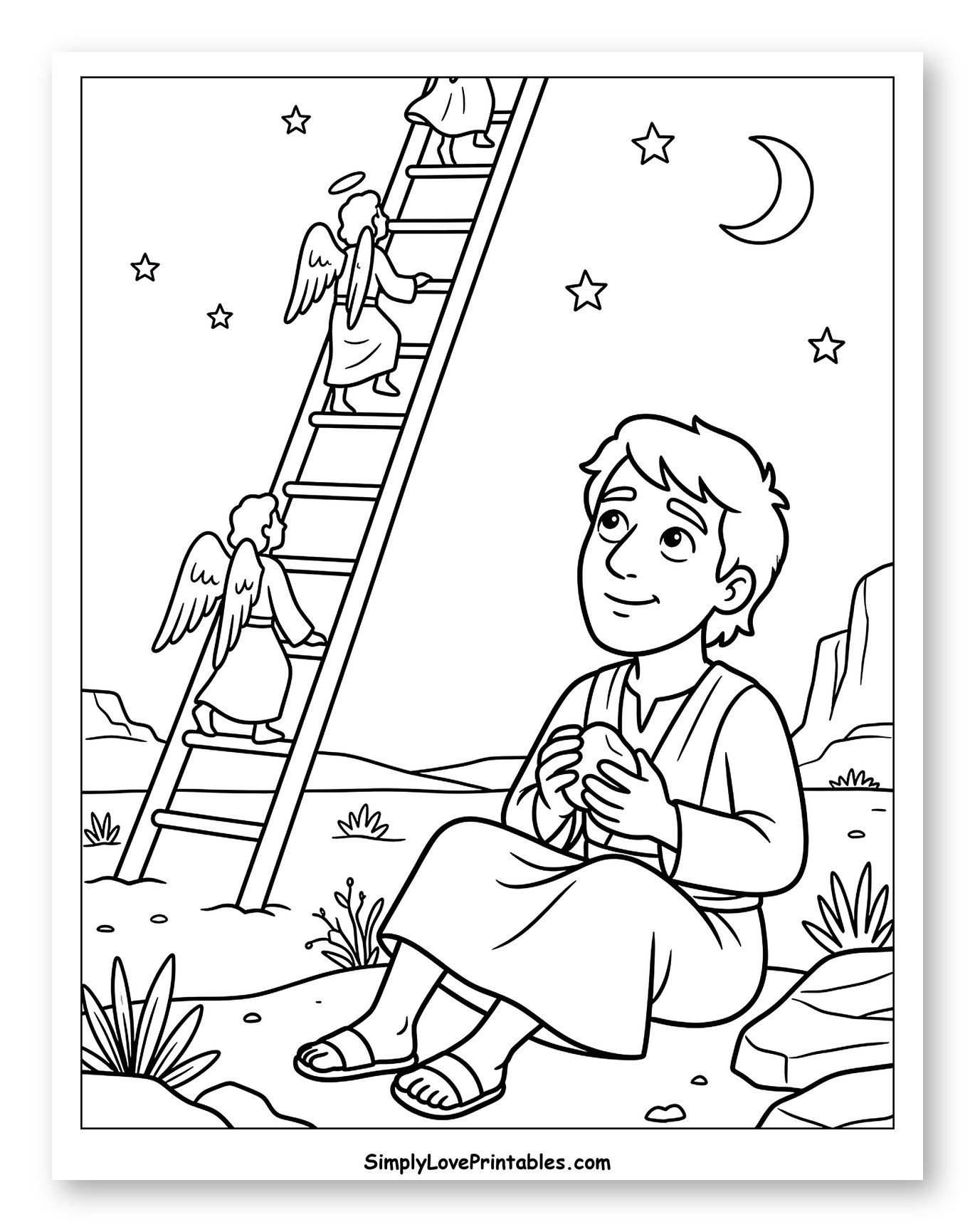 Jacob's Ladder with Angels and Stars