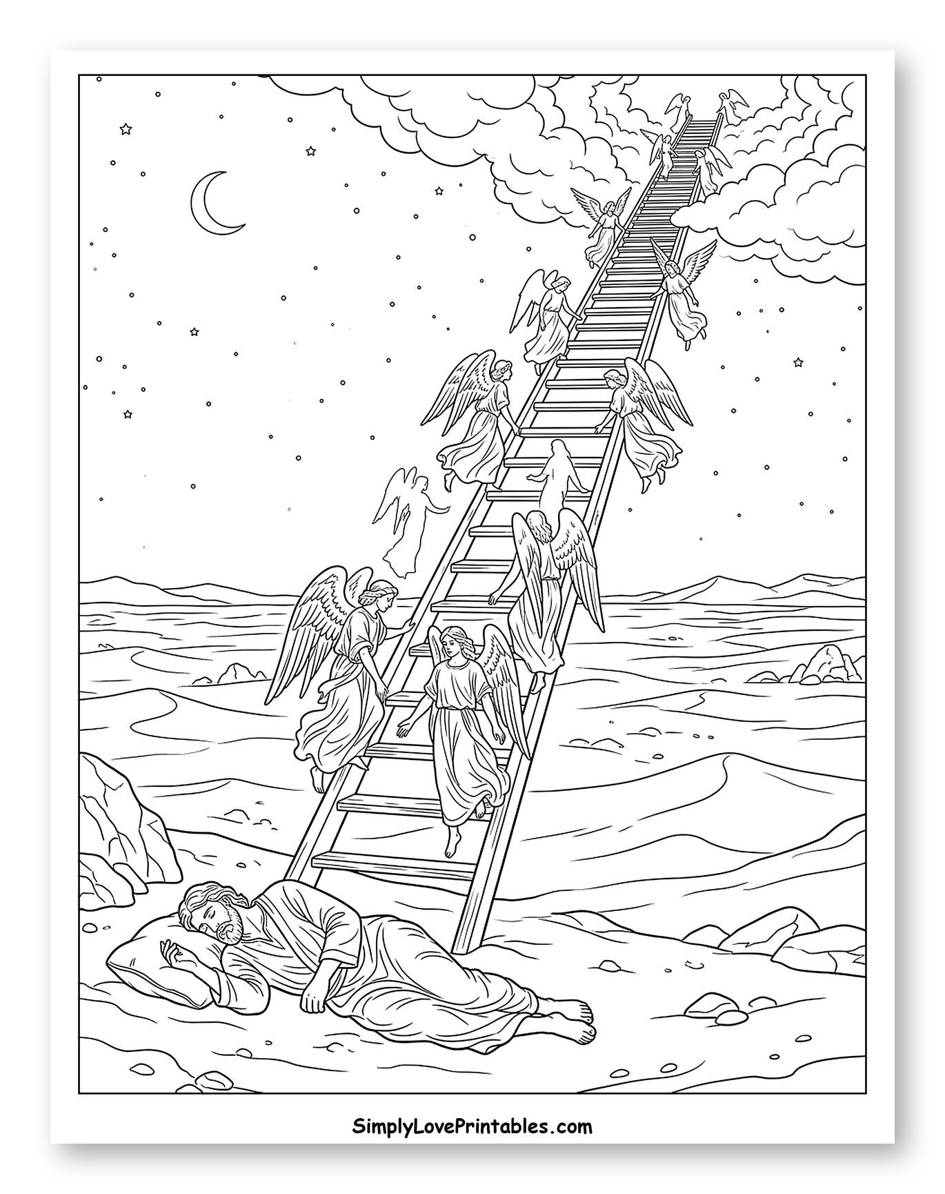 Jacob Sleeping with Angels on a Ladder