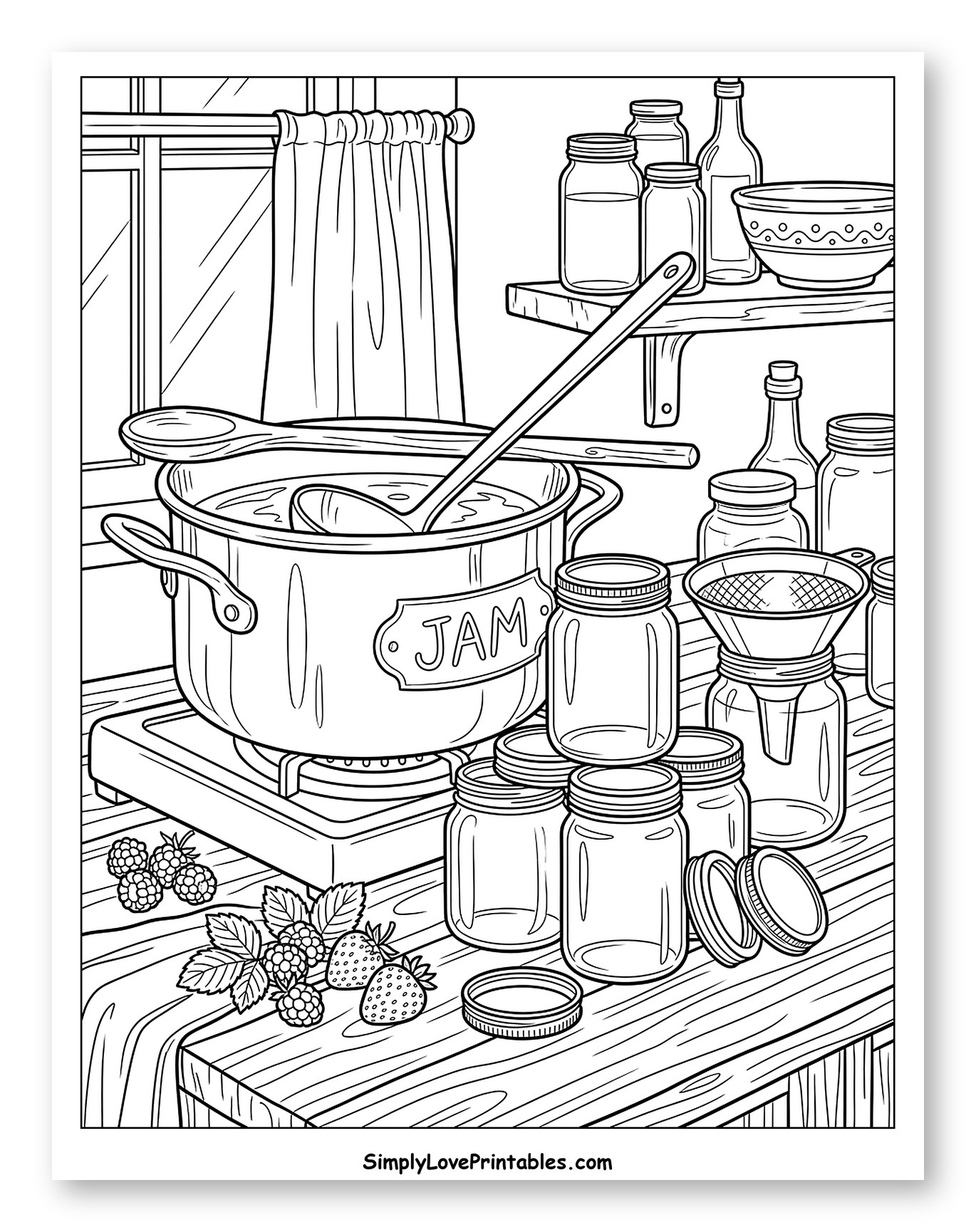 Jam Making Scene with Berries and Jars