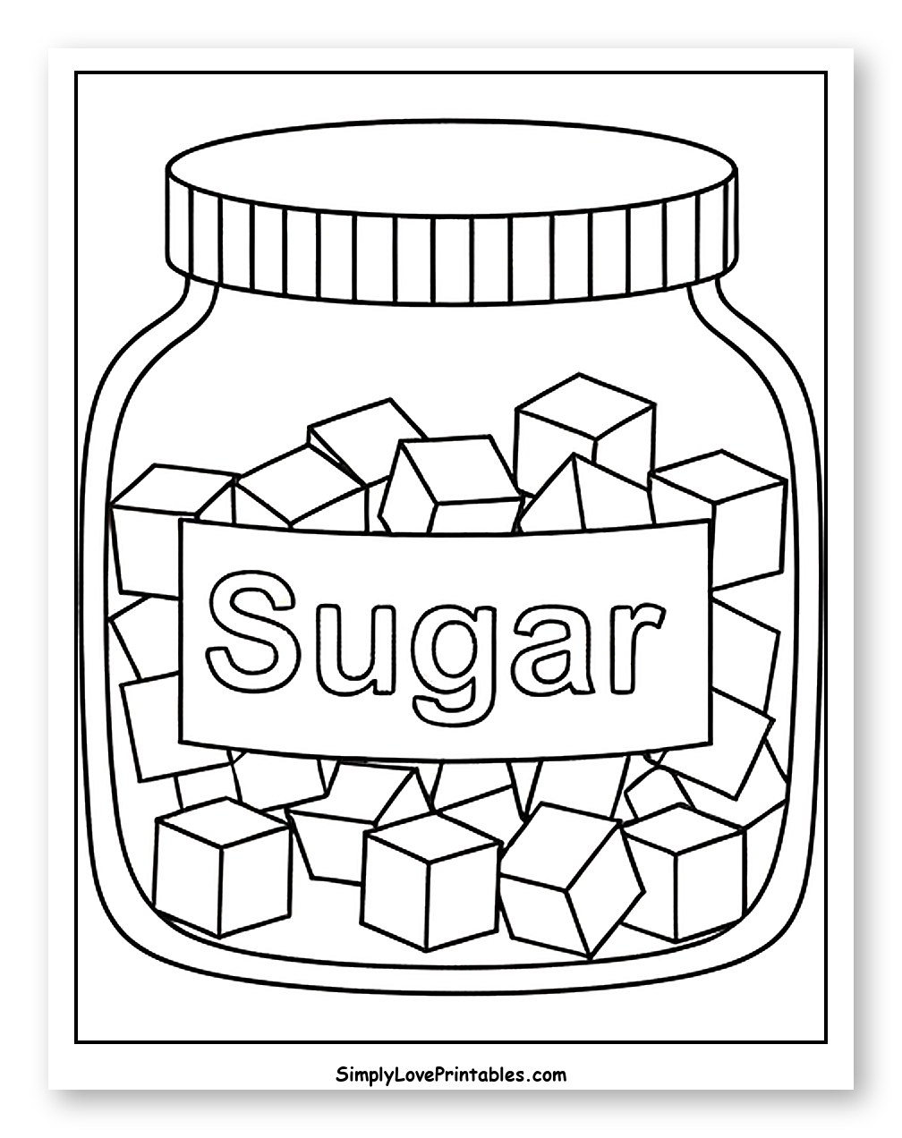 Jar of Sugar Cubes with Label