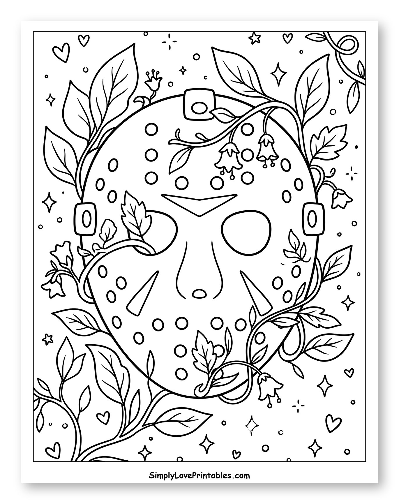 Jason's Hockey Mask with Vines and Flowers