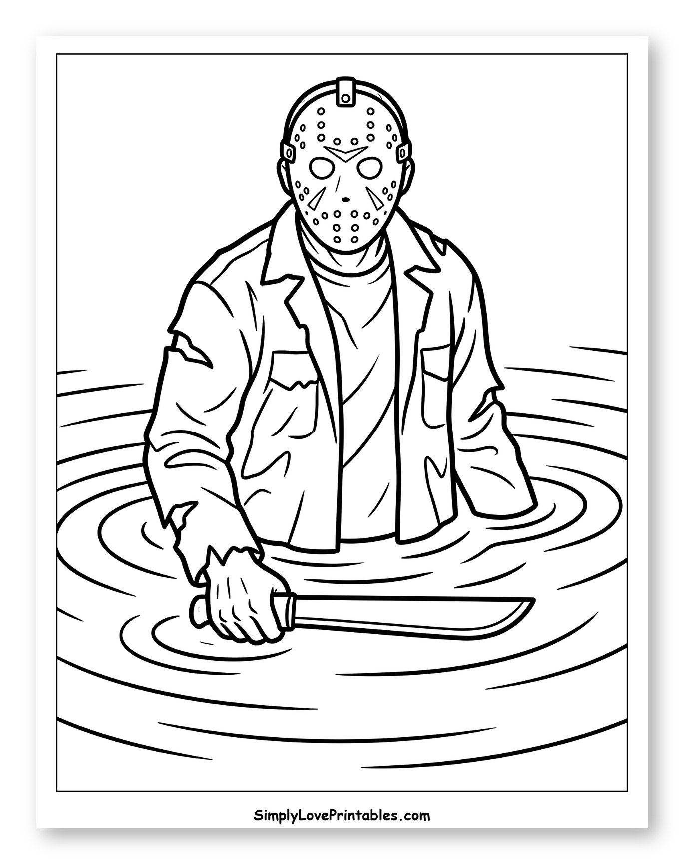 Jason Voorhees Emerging from Water with Machete