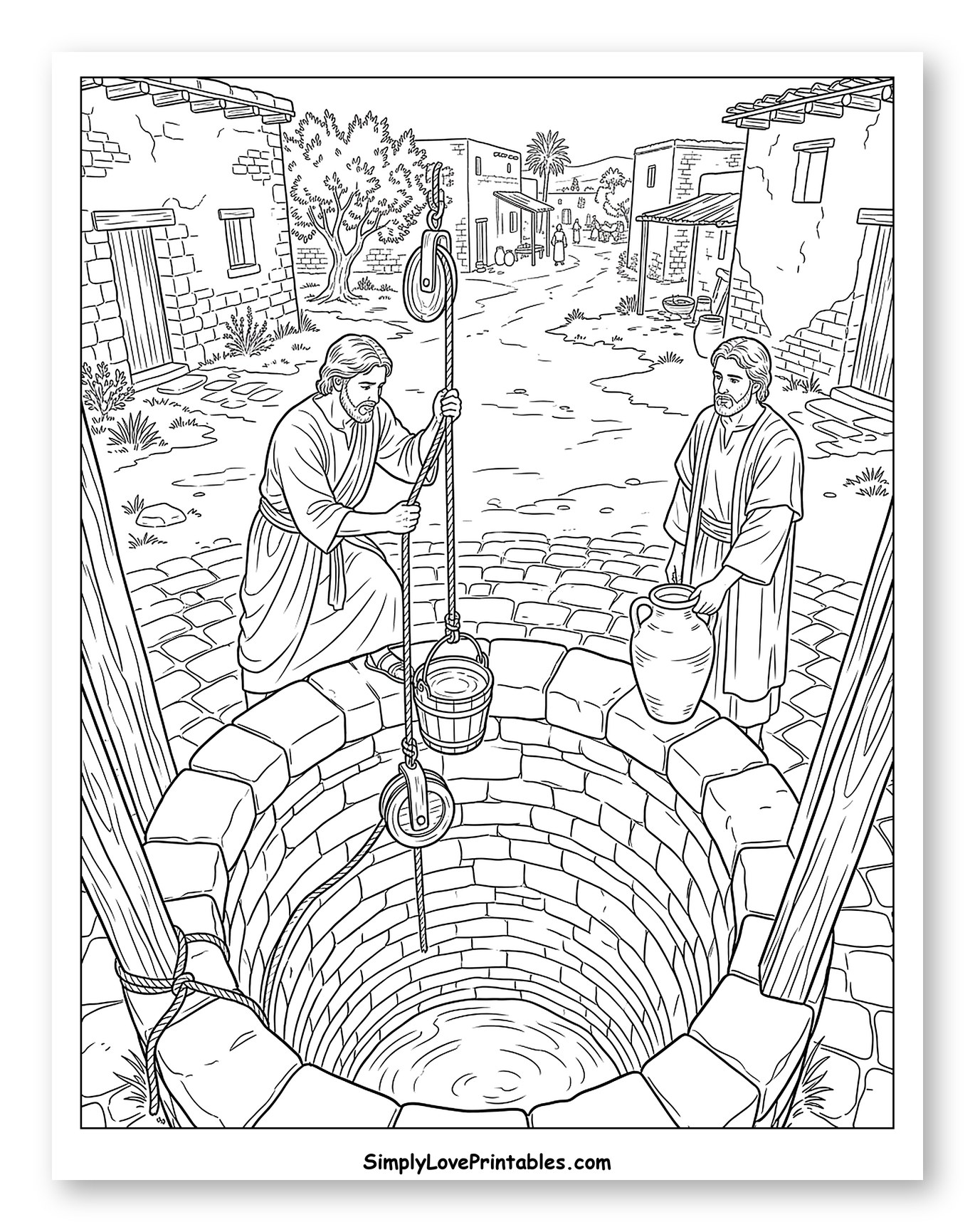 Jesus and Disciple Drawing Water from a Well