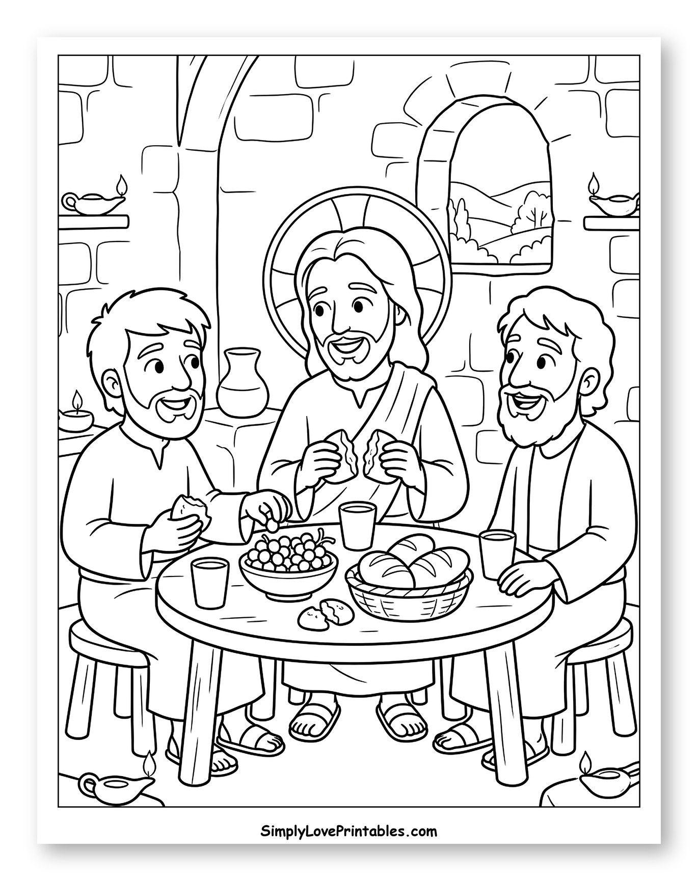 Jesus and Disciples Breaking Bread