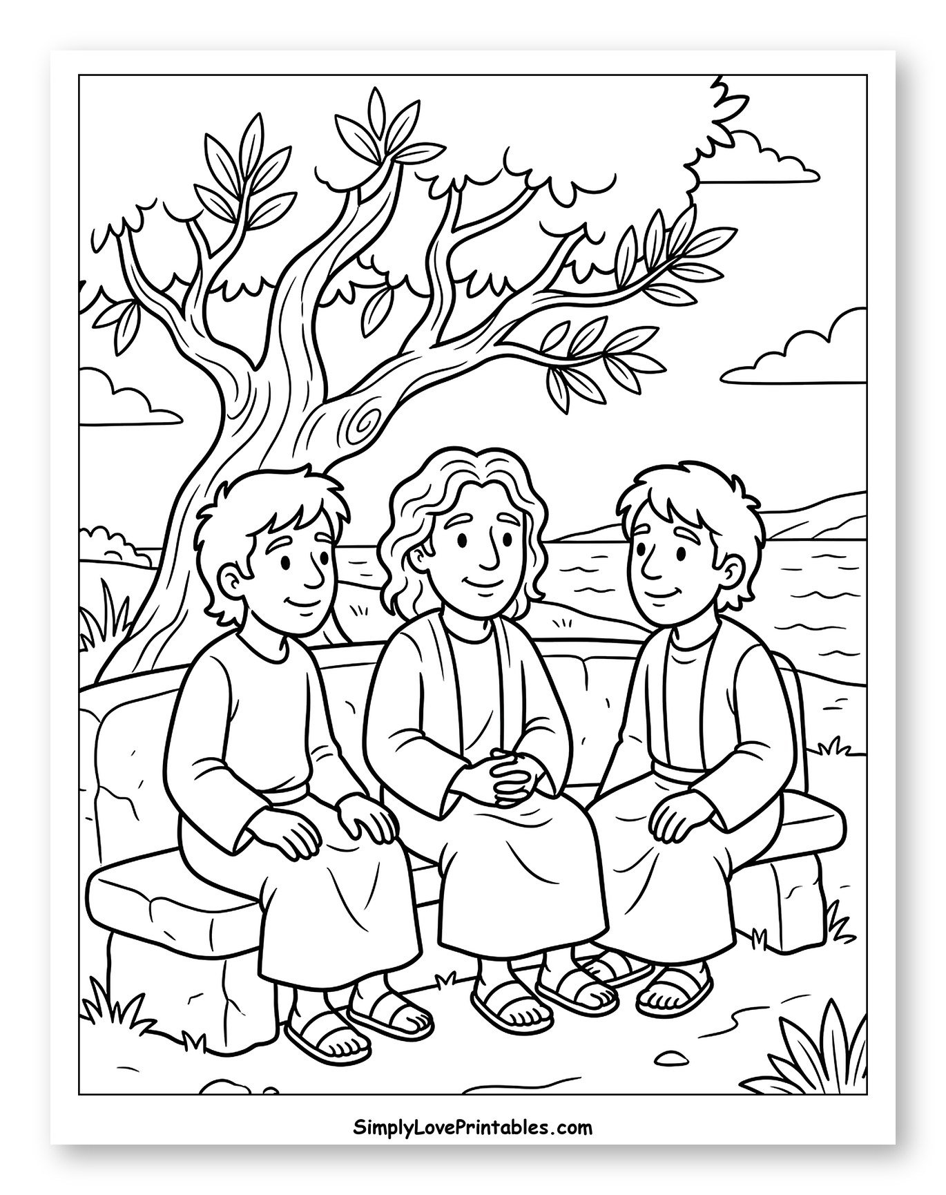 Jesus and Two Disciples Under a Tree