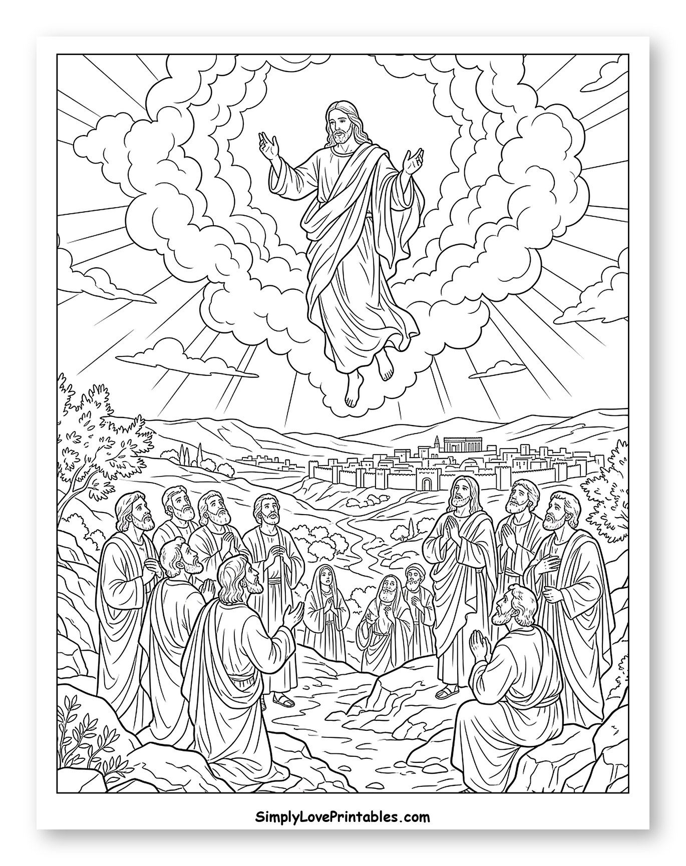 Jesus Ascends to Heaven Coloring Sheet
