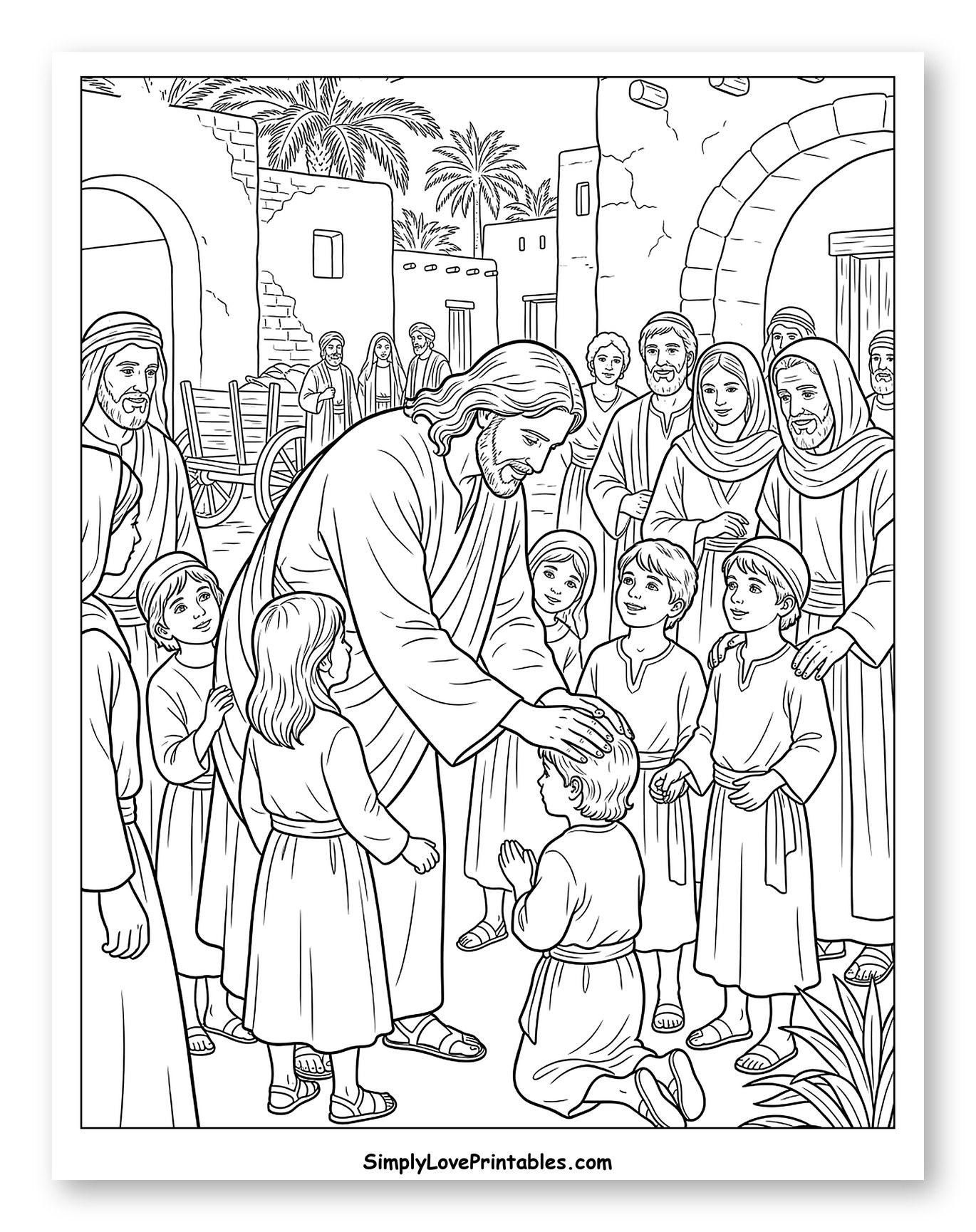 Jesus Blessing a Kneeling Child Among Others