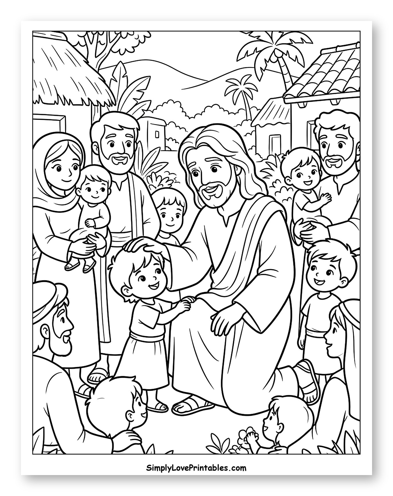 Jesus Blessing Children in a Village