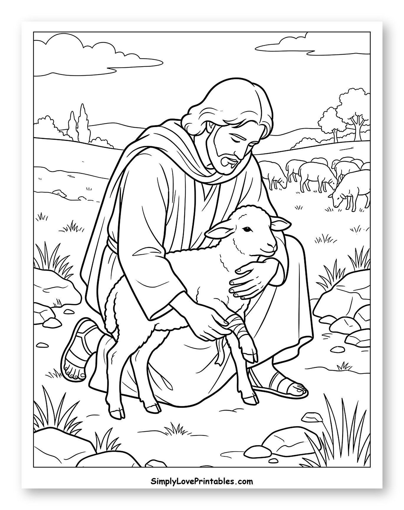 Jesus Caring for a Wounded Lamb