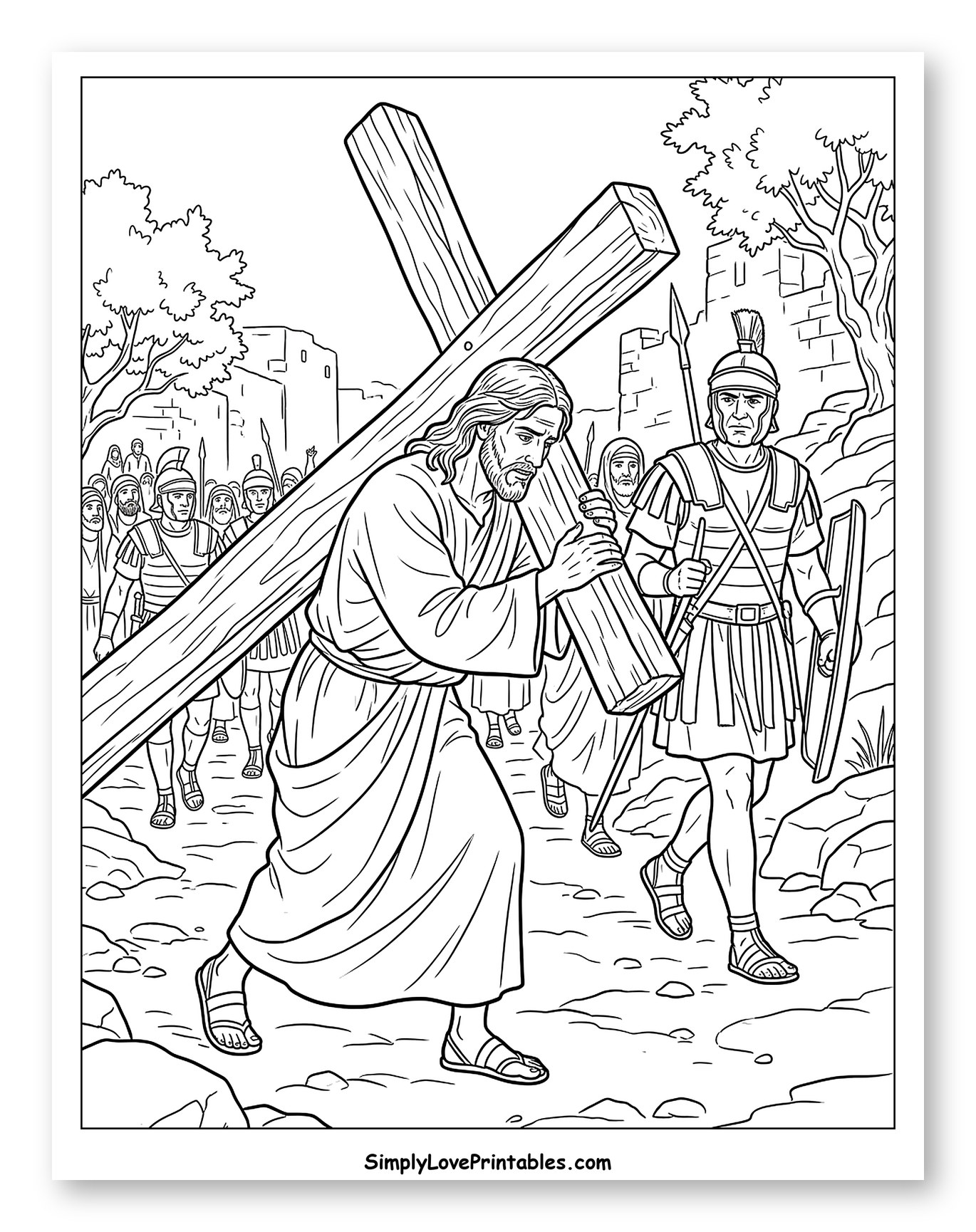 Jesus Carrying the Cross with Roman Soldiers