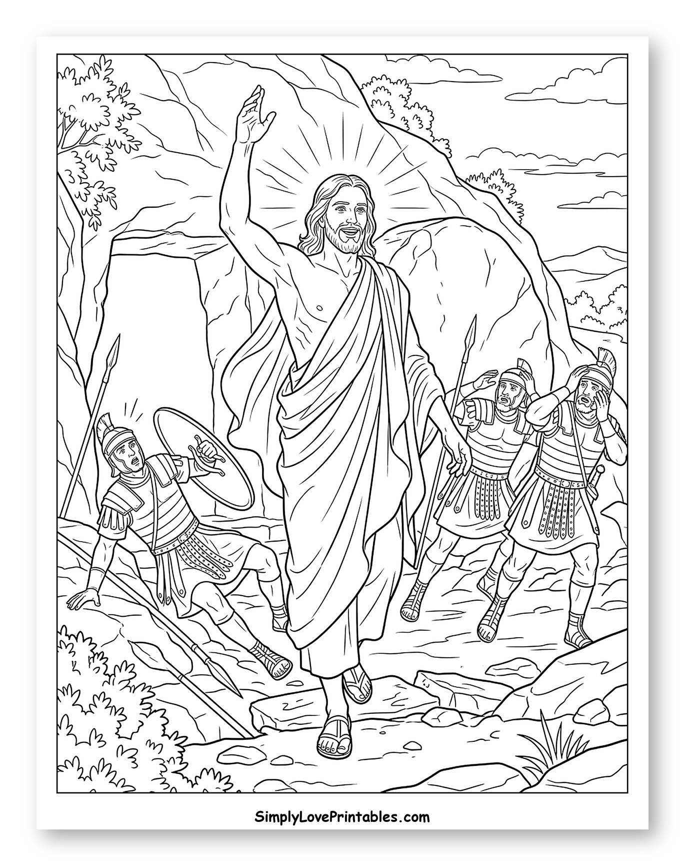 Jesus Christ Emerging from His Tomb Coloring Page