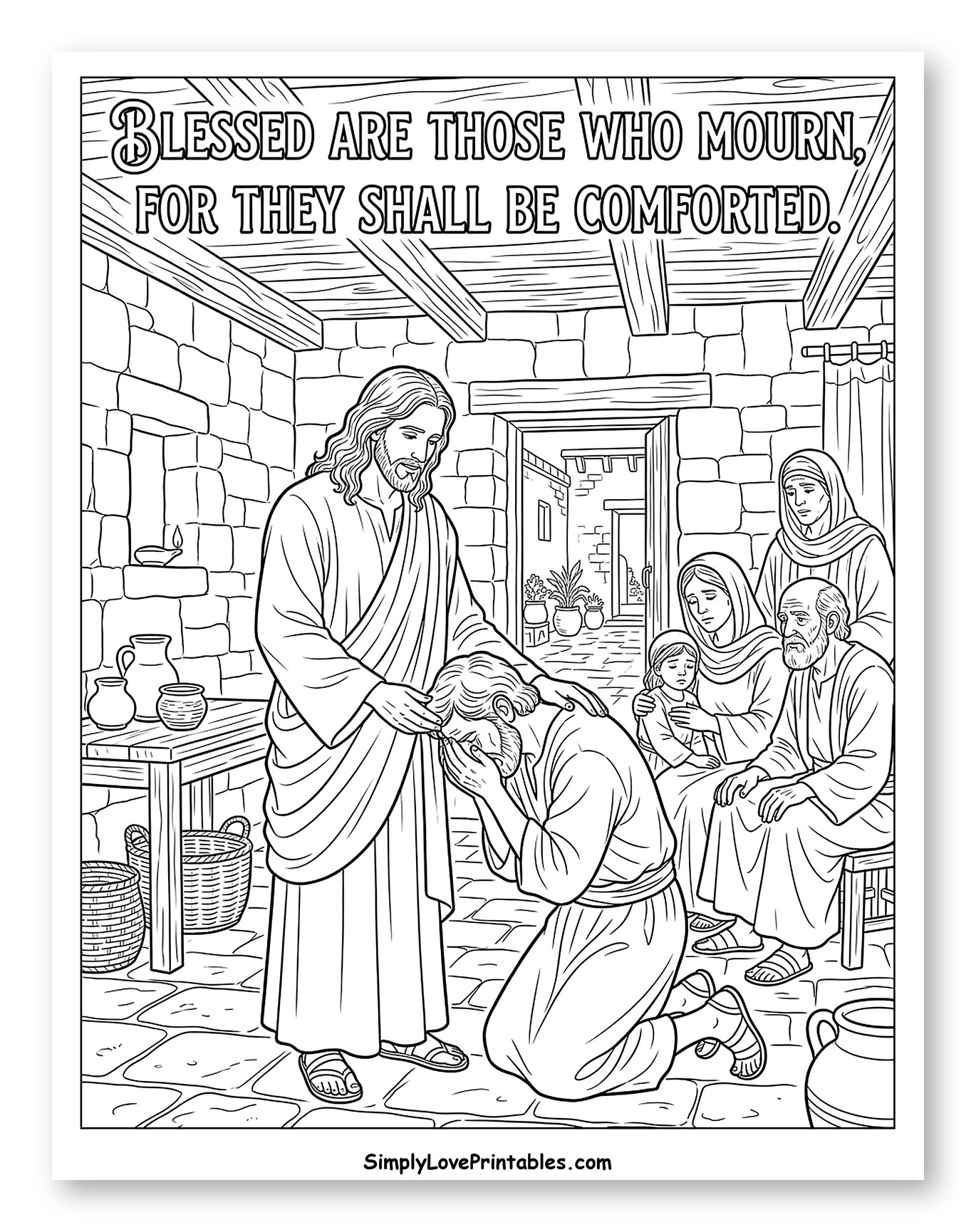 Jesus Comforts a Mourning Man Coloring Page