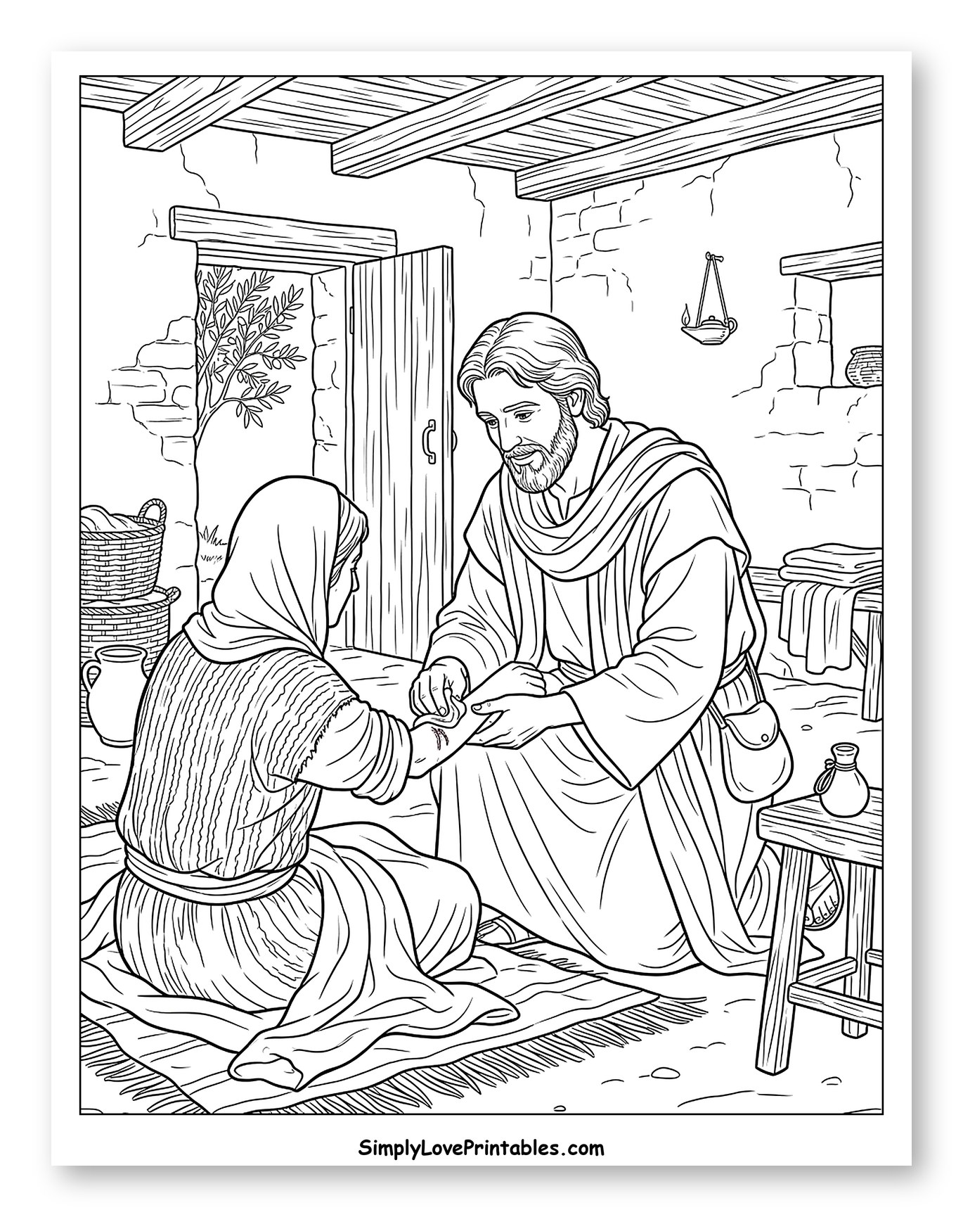 Jesus Gently Healing a Woman's Arm