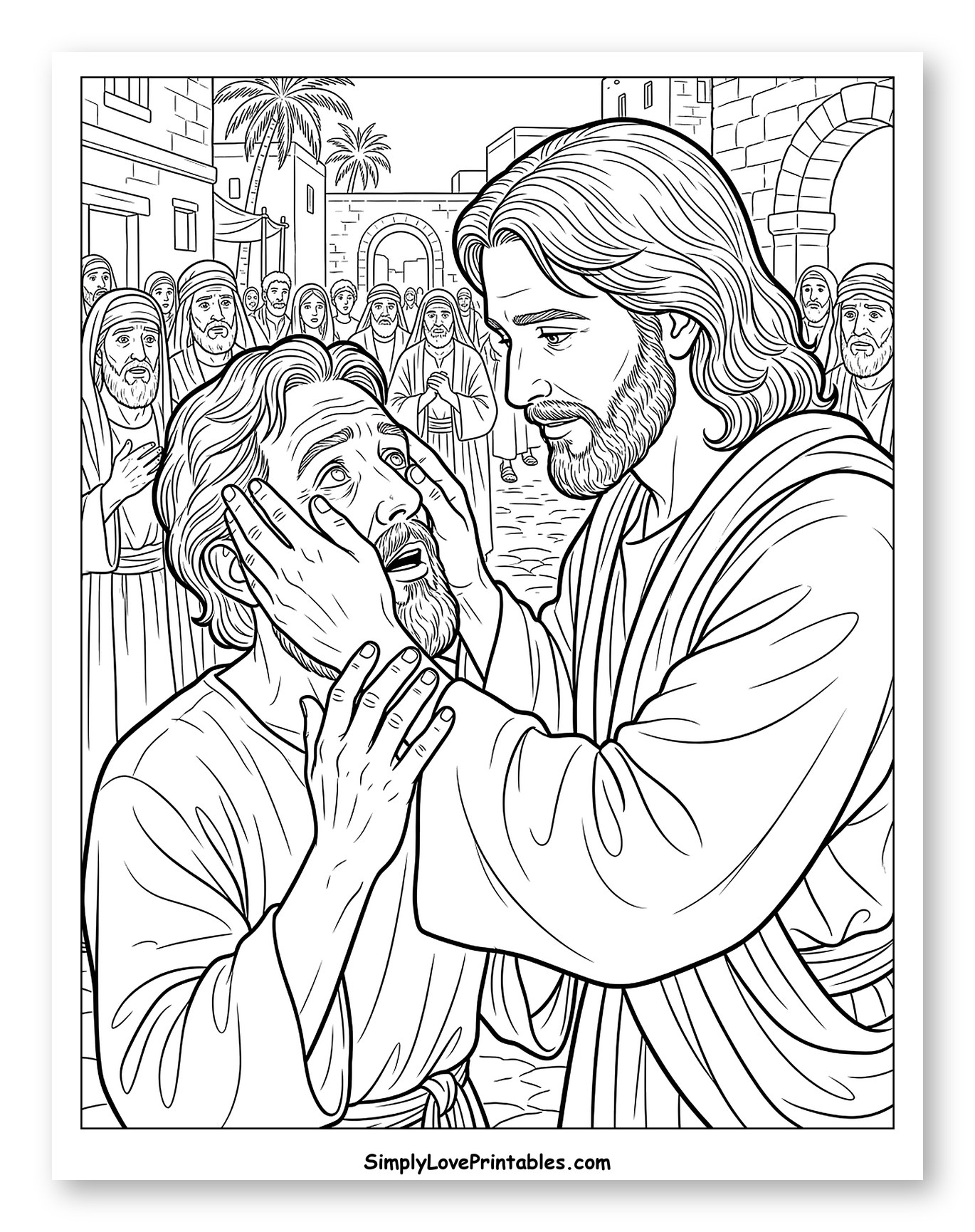 Jesus Heals a Blind Man Coloring Page
