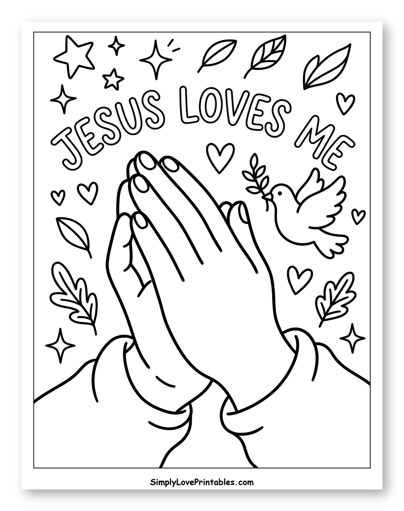 Jesus Loves Me with Praying Hands and Dove