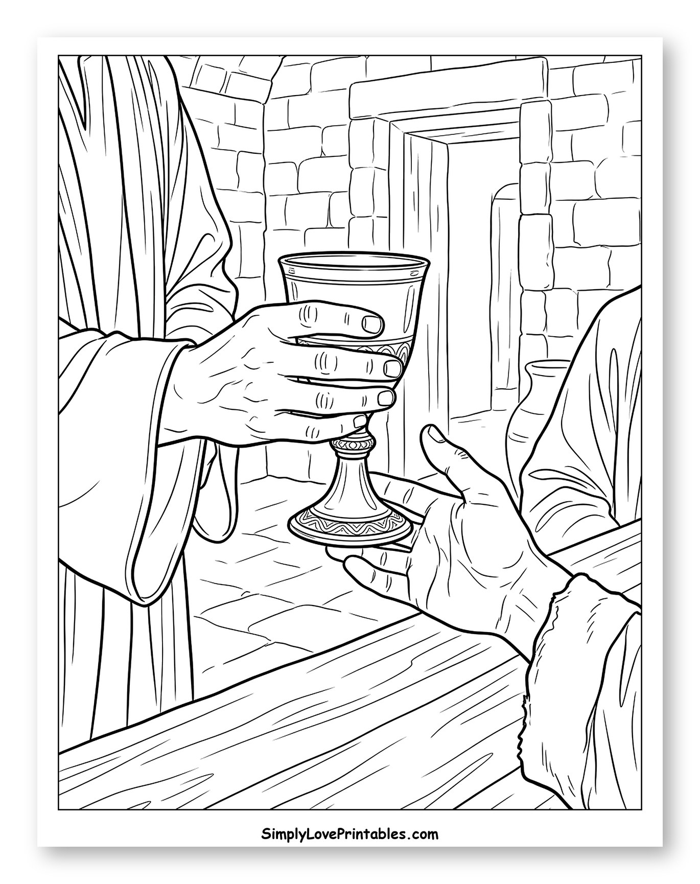 Jesus Offering the Communion Cup Coloring Sheet