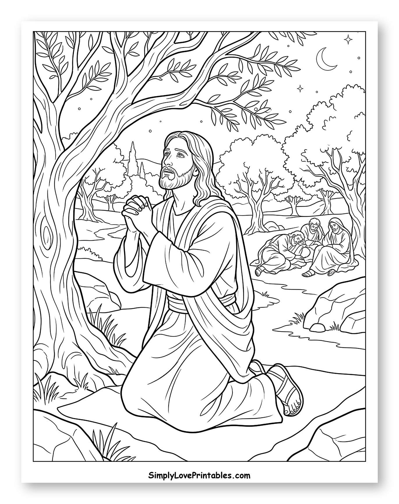 Jesus Prays While Disciples Sleep