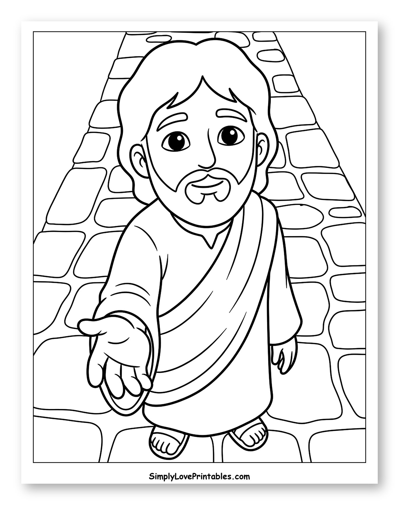 Jesus Reaching Out on a Stone Path
