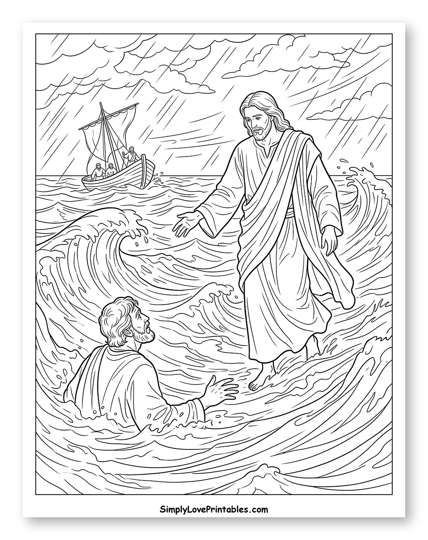 Jesus Rescues Peter on Stormy Sea