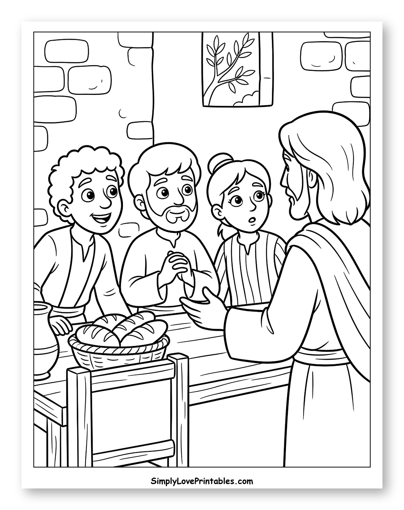 Jesus Speaking to a Family Group Coloring Page for Kids