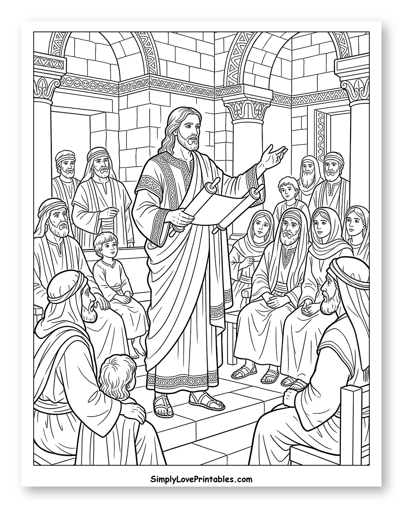 Jesus Teaches the People Coloring Sheet