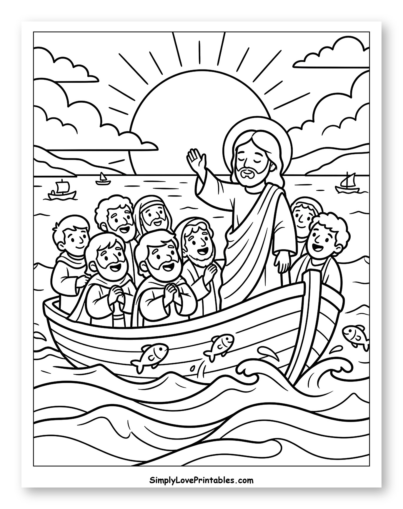 Jesus Teaching from a Boat with Disciples