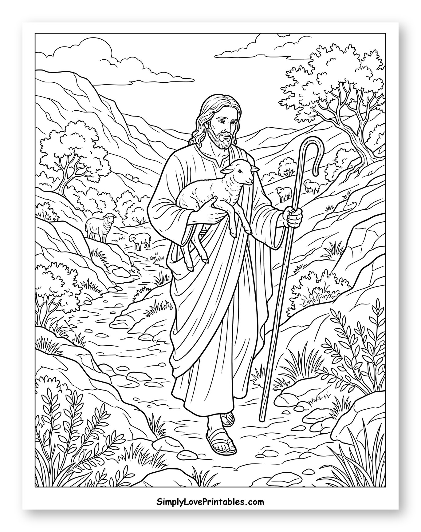 Jesus the Good Shepherd Holding a Lamb