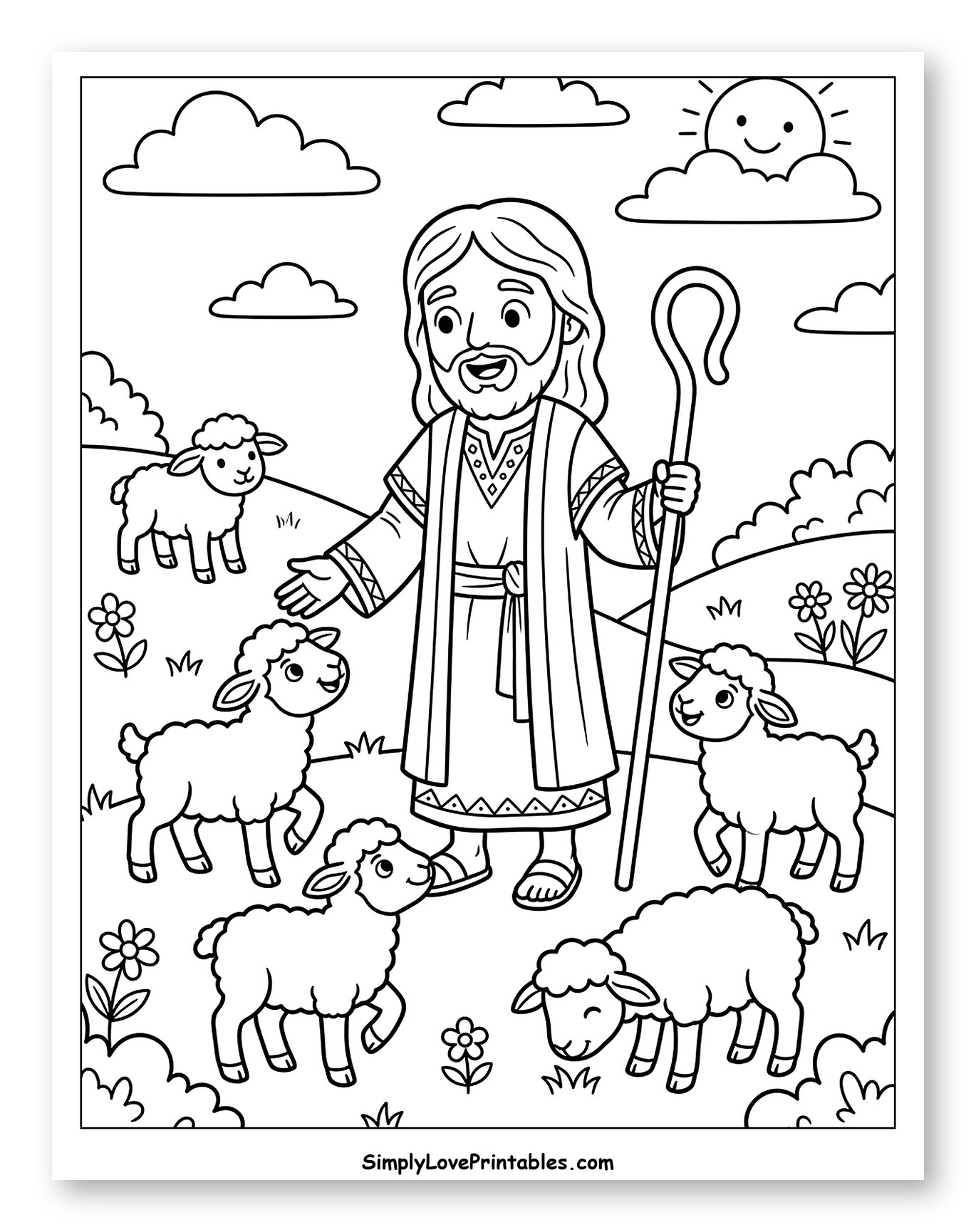 Jesus the Good Shepherd with Lambs