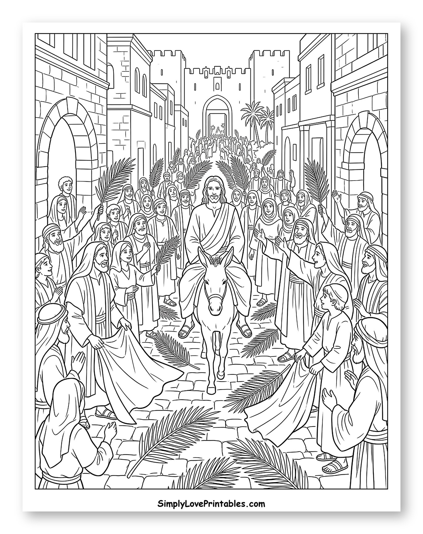 Jesus' Triumphal Entry into Jerusalem Coloring Page