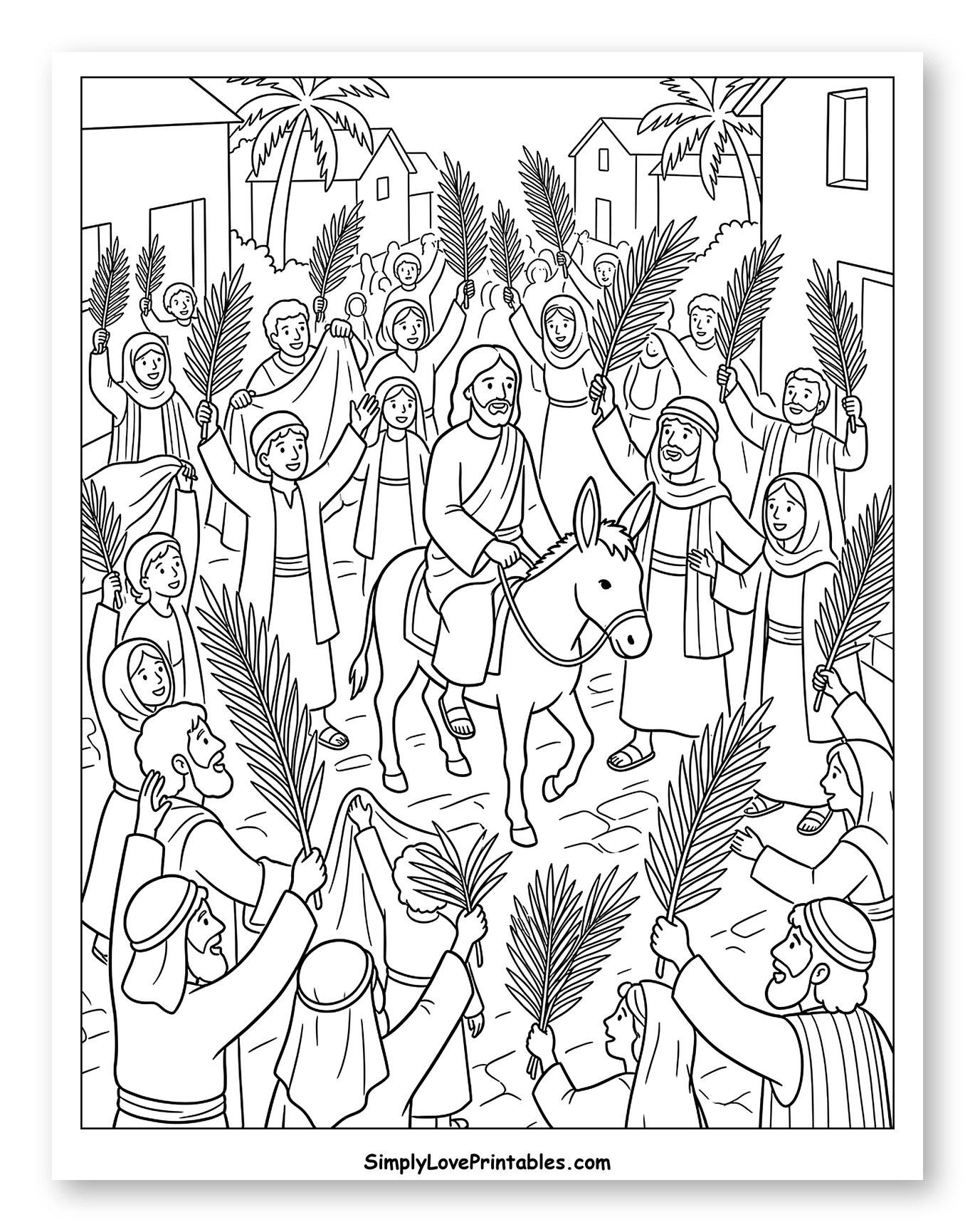 Jesus' Triumphal Entry into Jerusalem to Color
