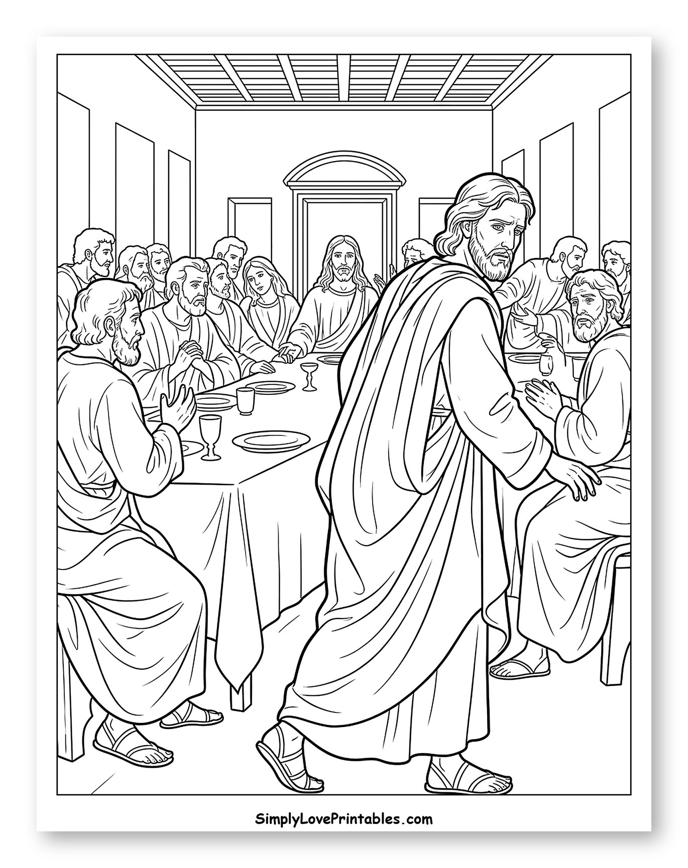 Jesus Walking Away from the Last Supper Coloring Sheet