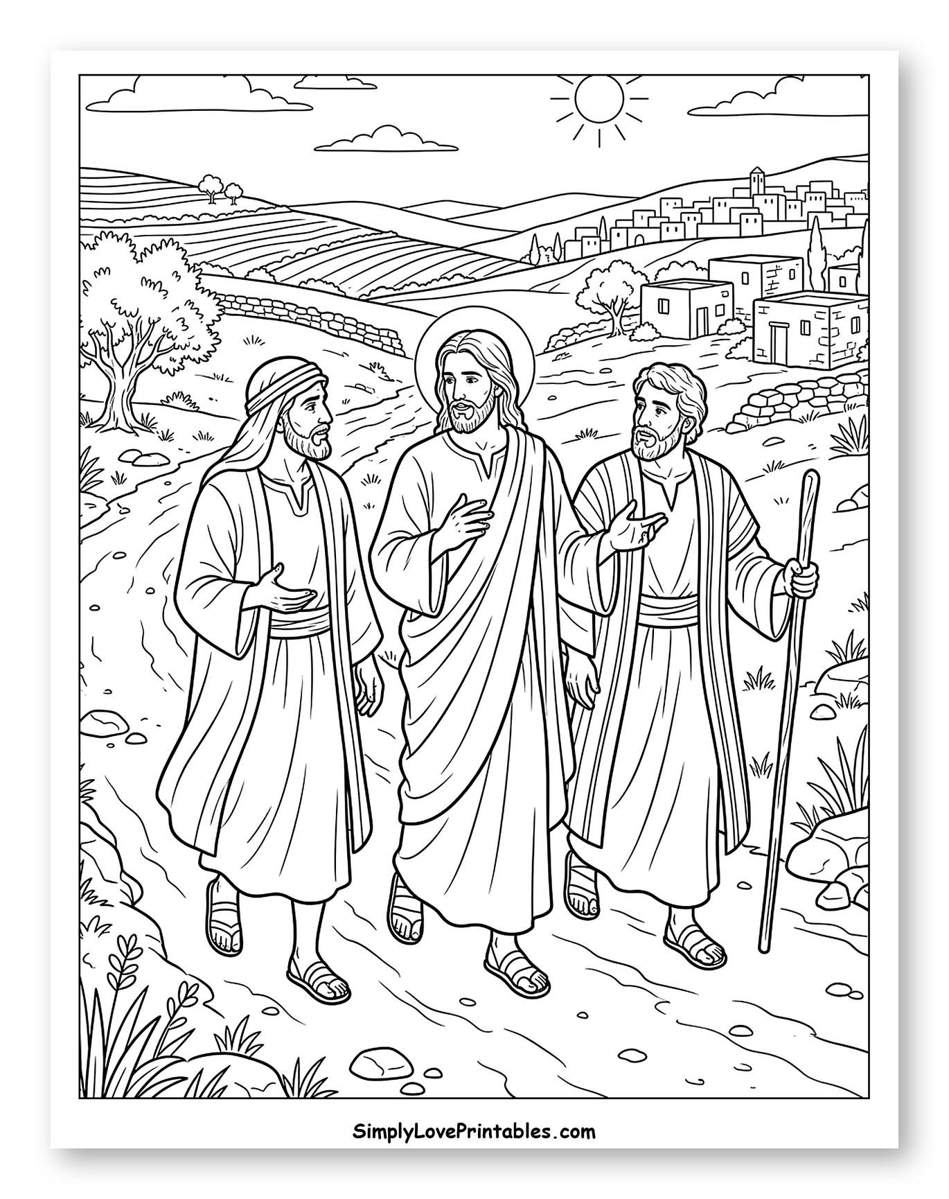 Jesus Walking with Two Disciples to Emmaus