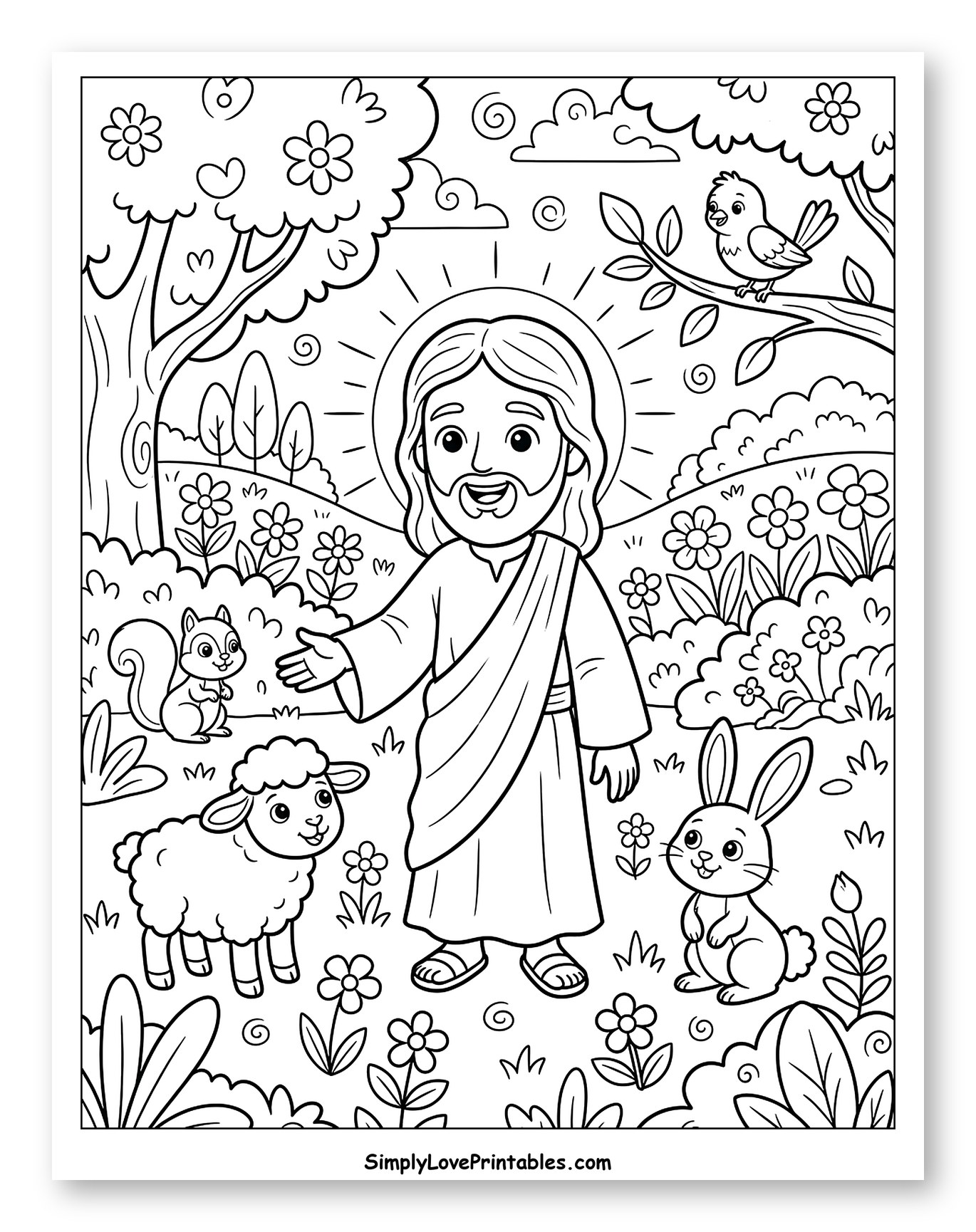 Jesus Welcoming Woodland Creatures and Nature