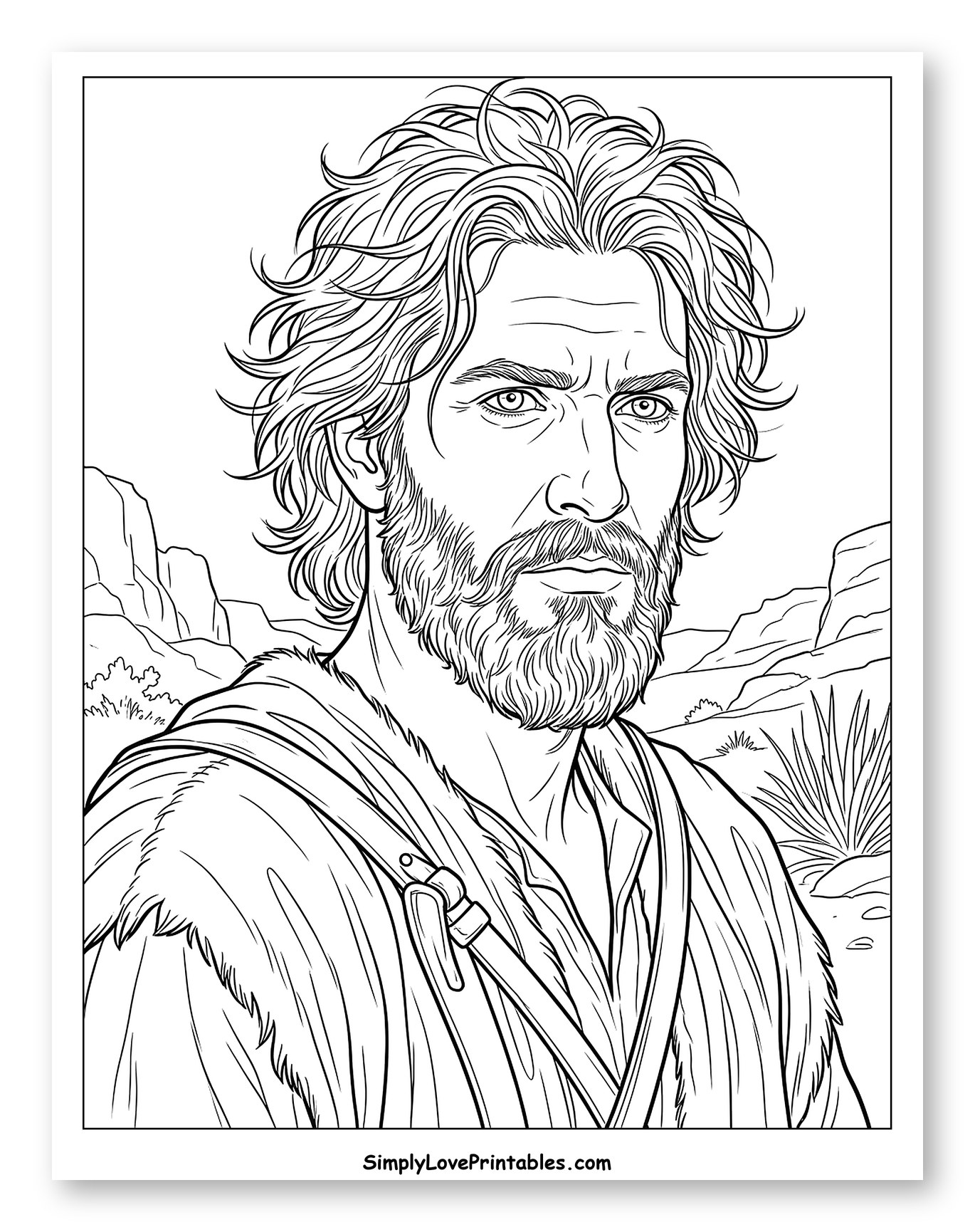 John the Baptist in the Wilderness Coloring Page