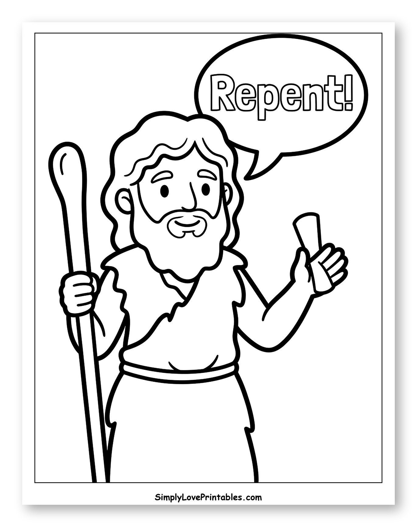 John the Baptist Preaching Repentance Coloring Page for Toddlers
