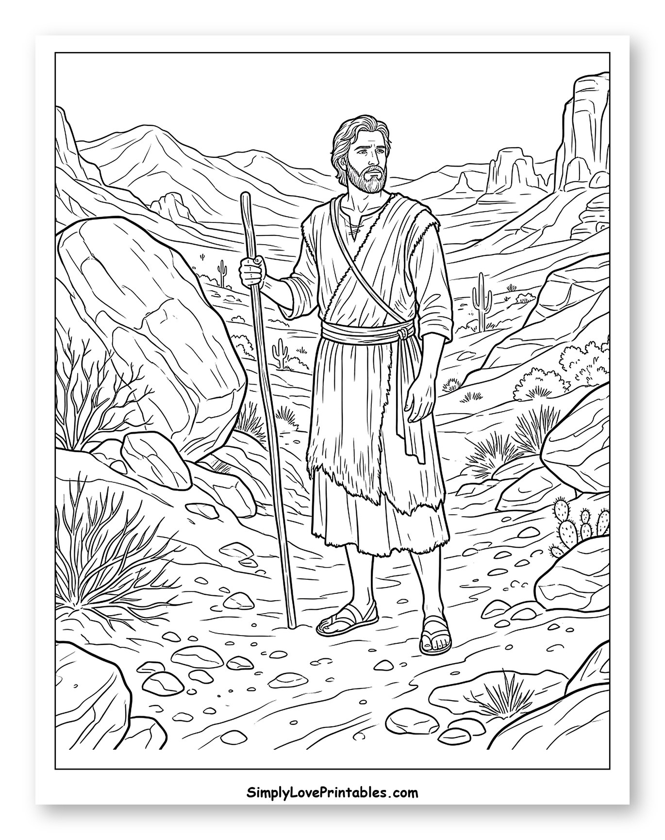 John the Baptist Walking in Desert Coloring Sheet