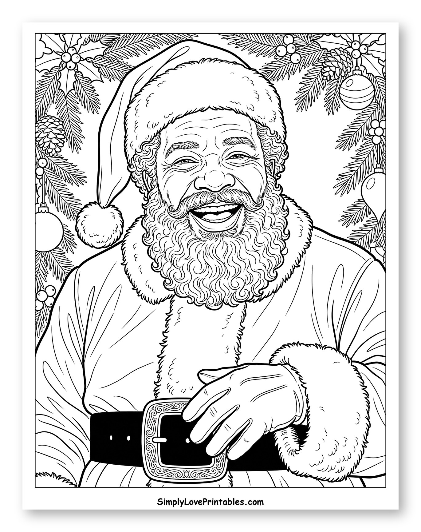 Jolly Black Santa Claus with Festive Christmas Frame