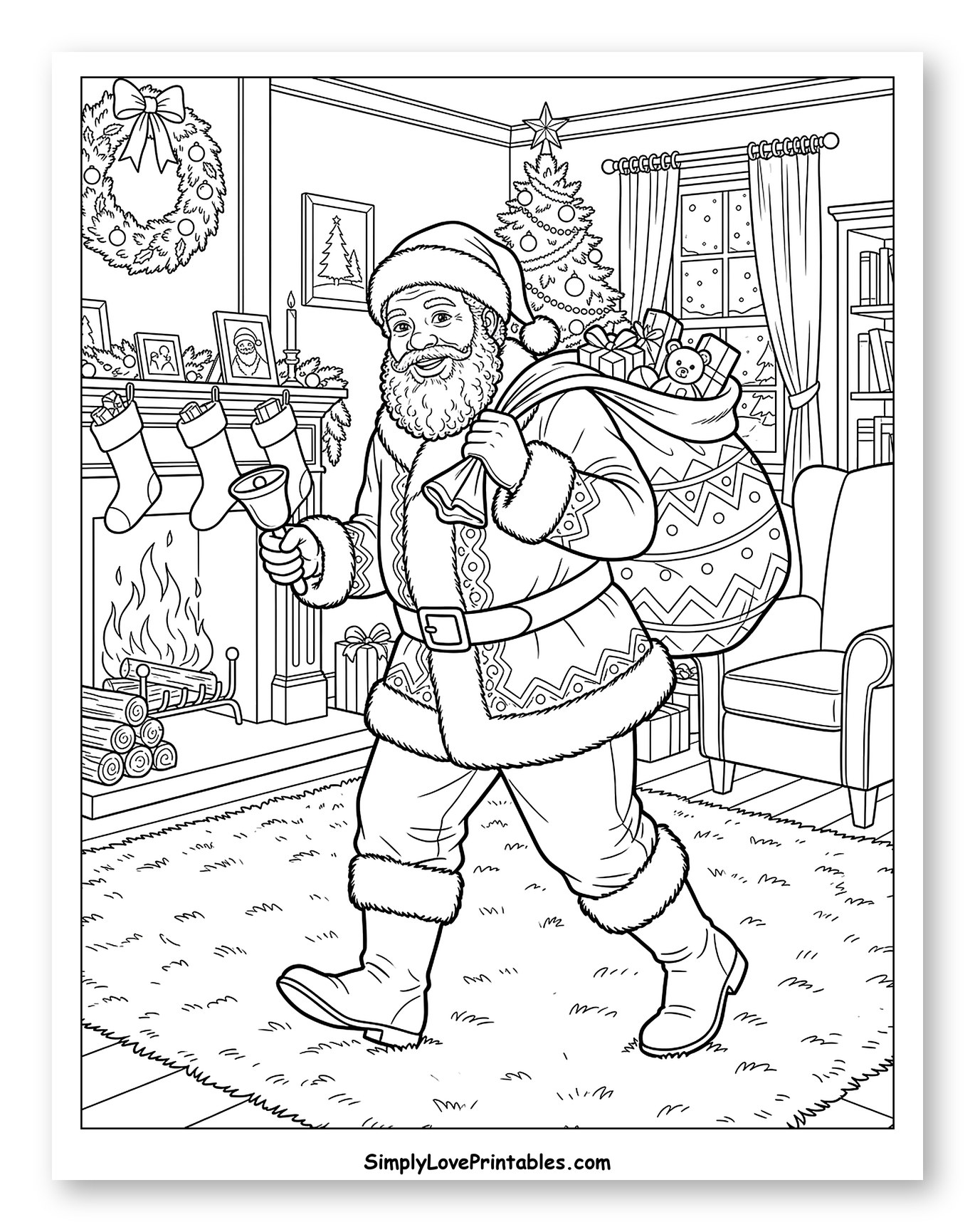 Jolly Black Santa with Gift Sack and Bell