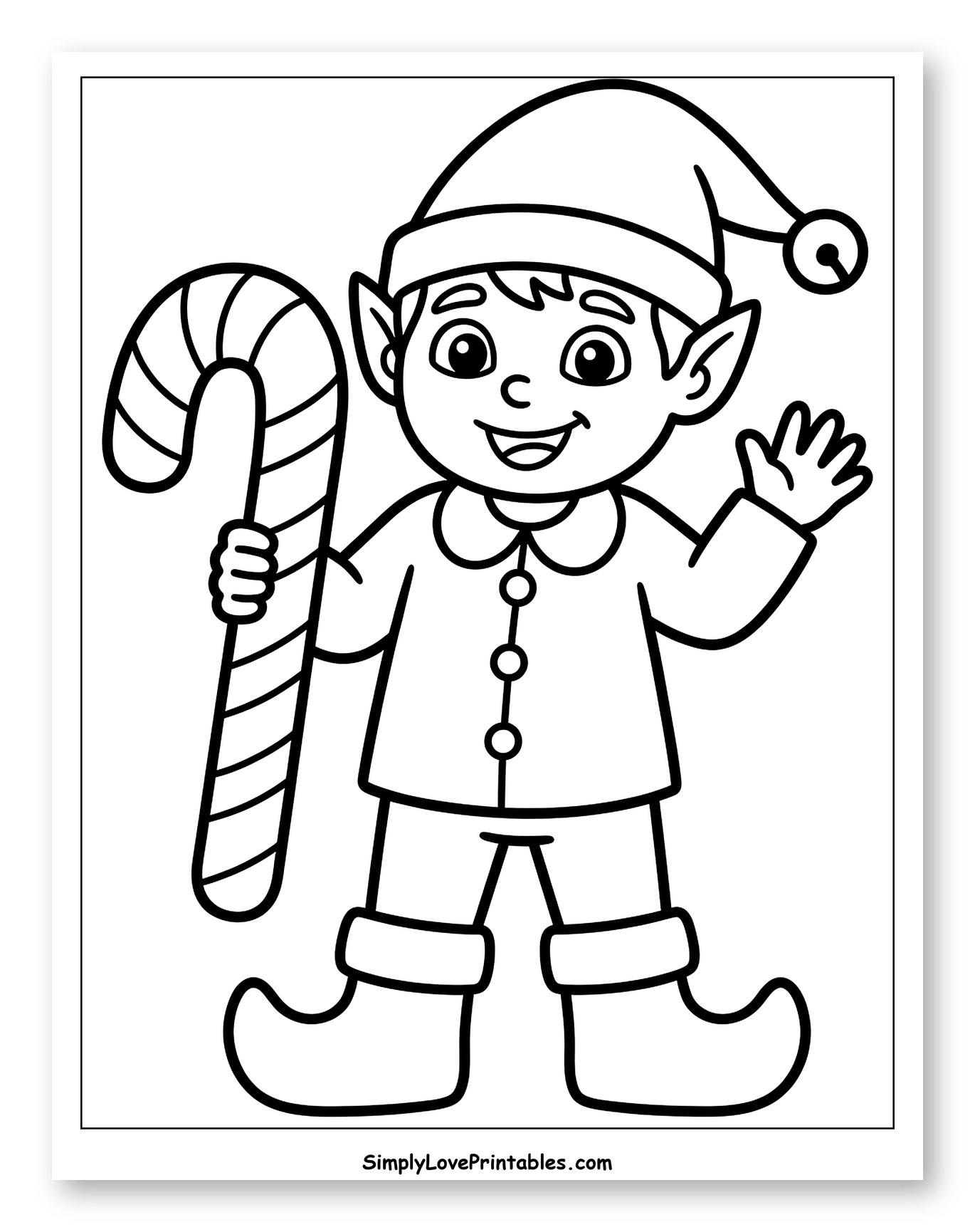 Jolly Christmas Elf Holding a Candy Cane