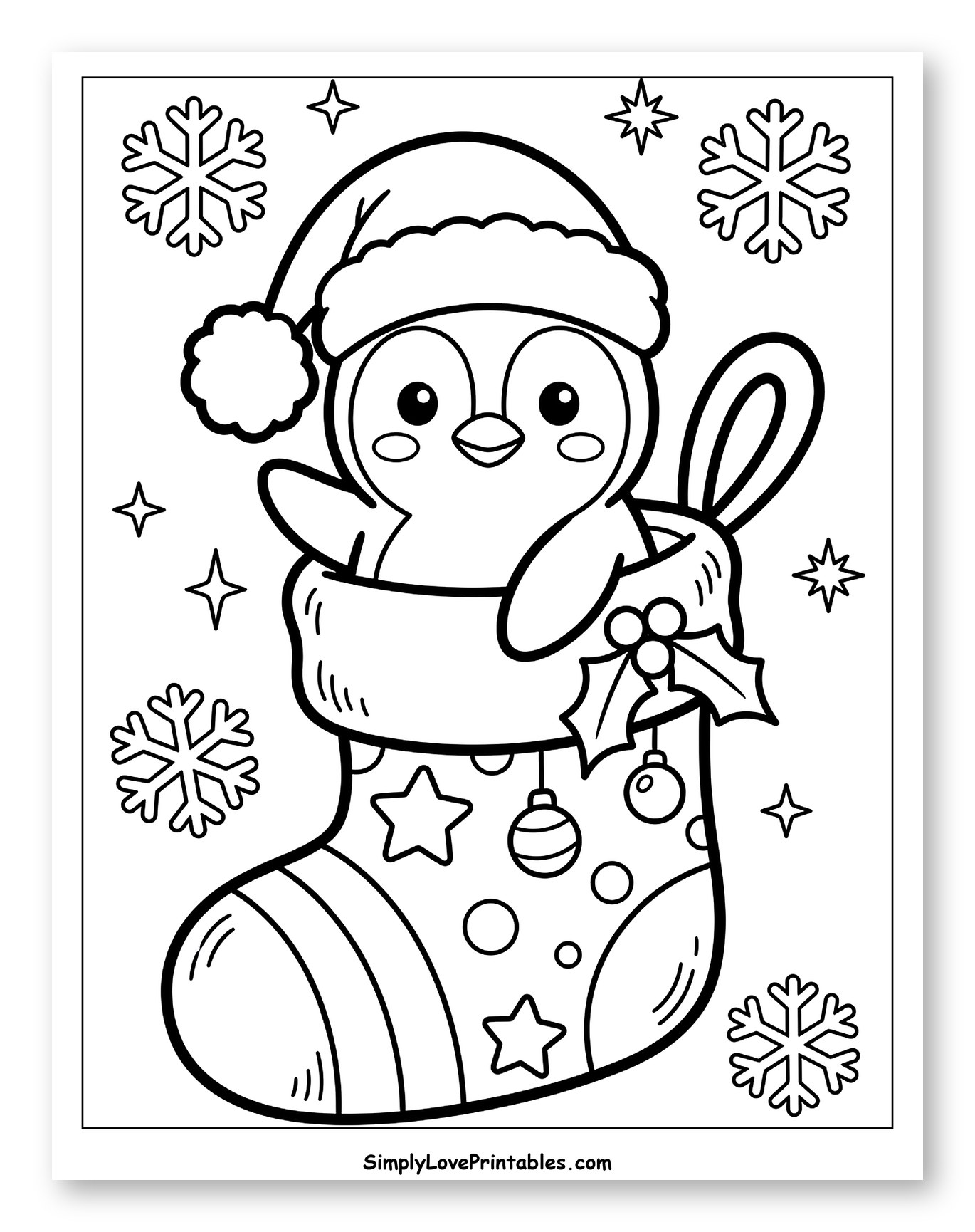 Jolly Little Penguin in a Christmas Stocking