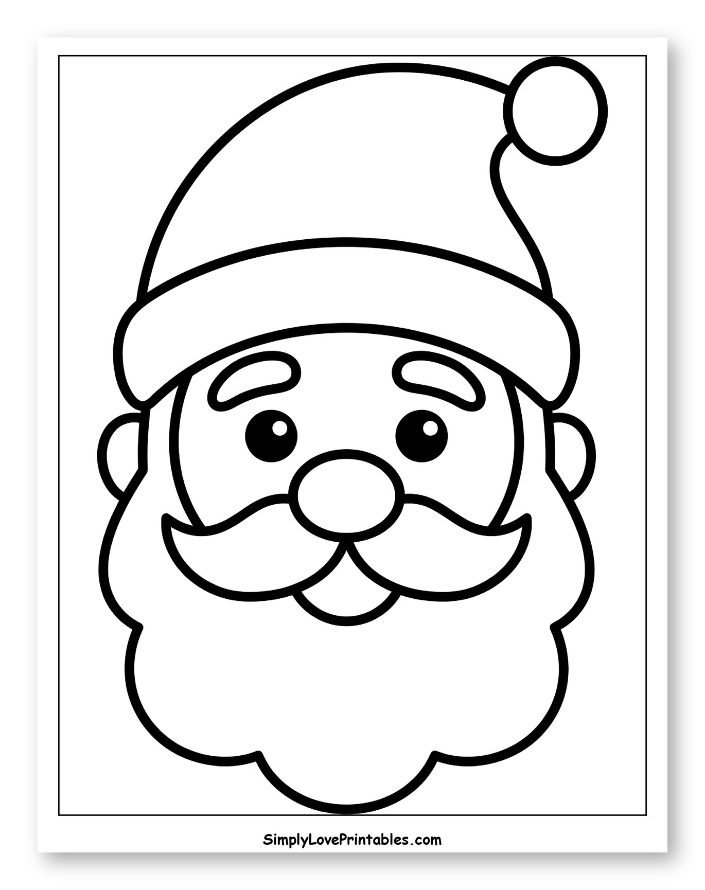 Jolly Santa Claus Face and Hat Coloring Sheet for Toddlers
