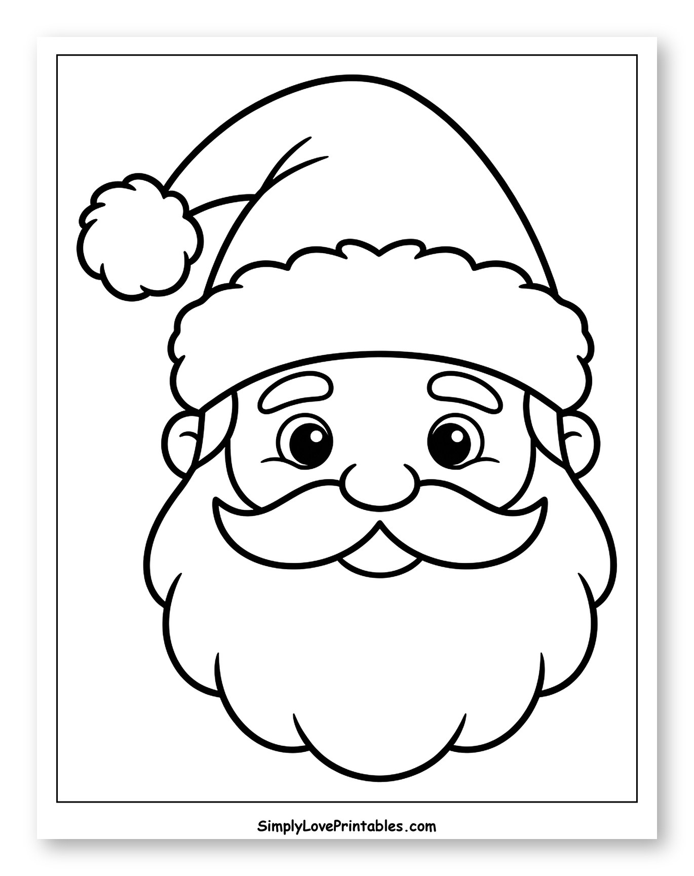 Jolly Santa Claus Face with Fluffy Beard to Color for Toddlers