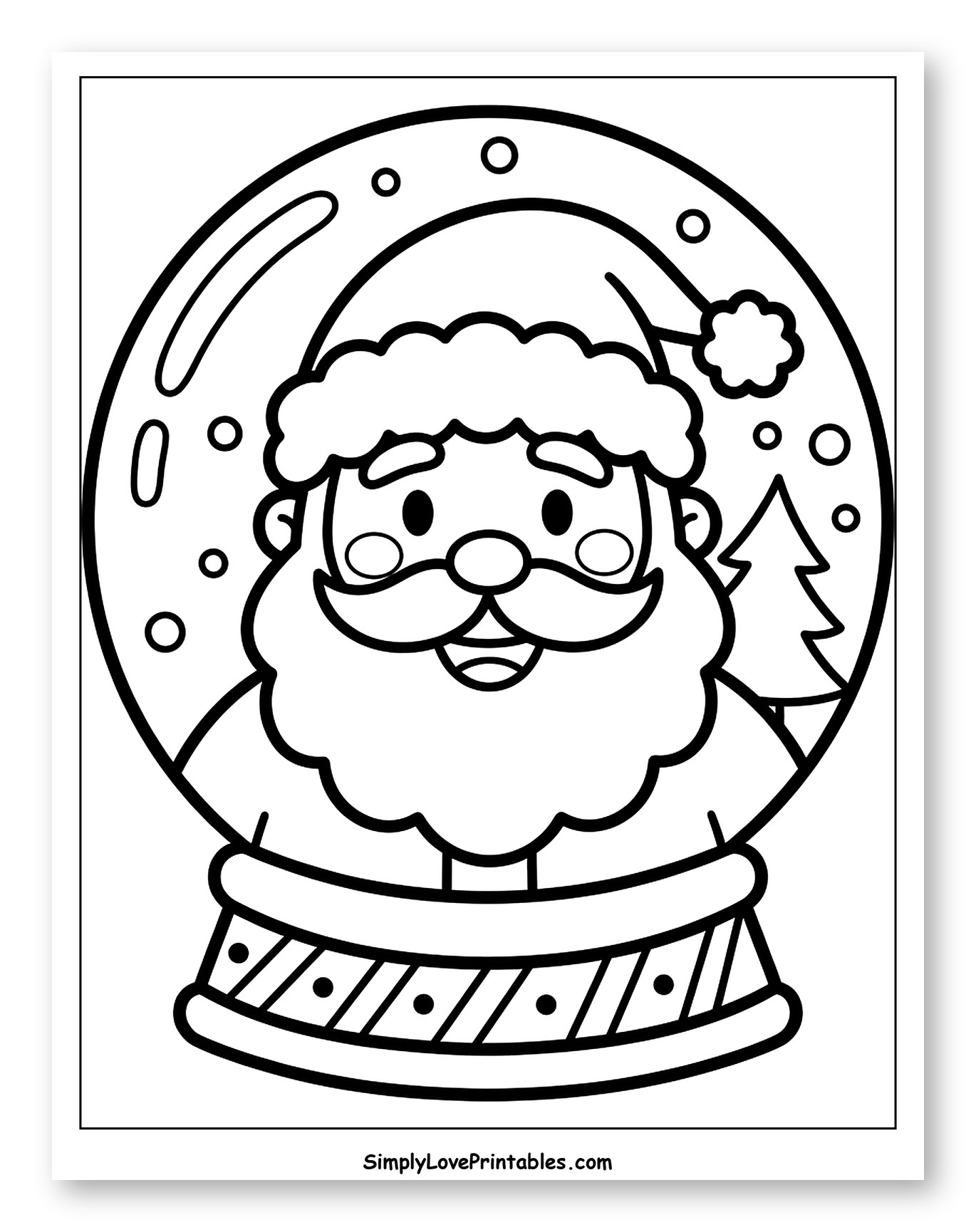 Jolly Santa Claus Inside a Snow Globe Coloring Page for Toddlers