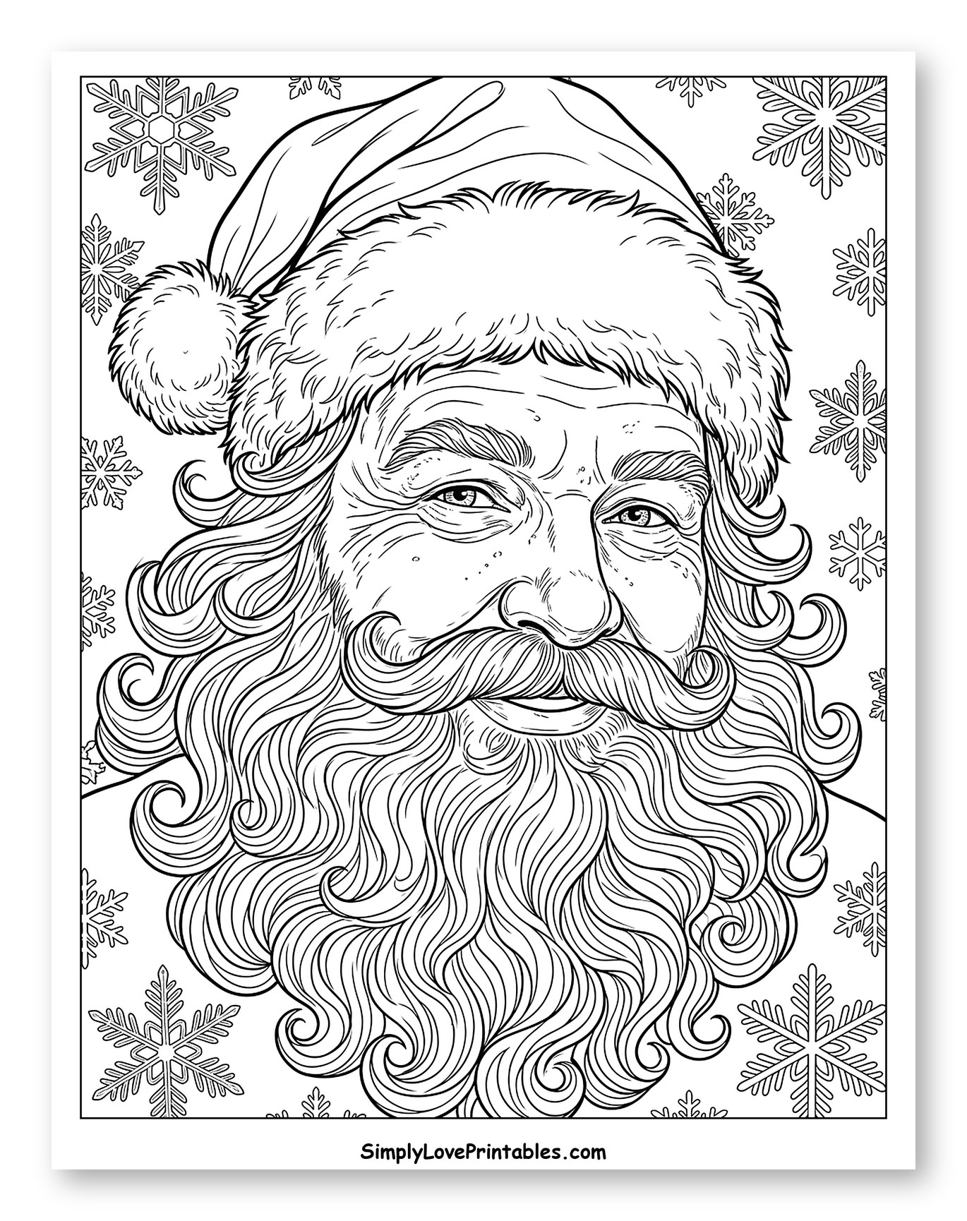 Jolly Santa Claus Surrounded by Winter Snowflakes